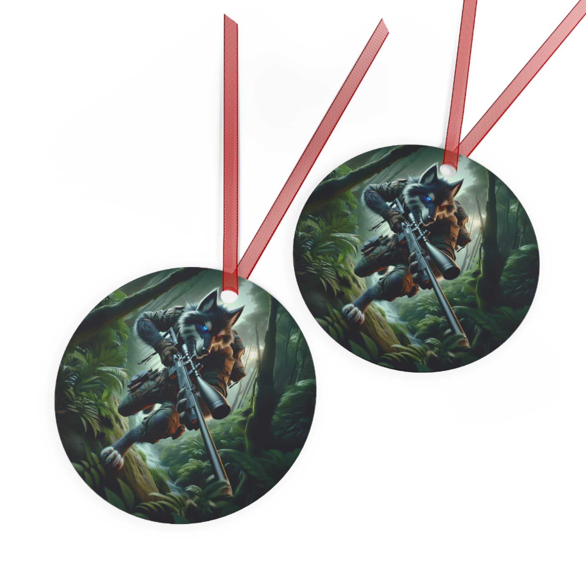 Arm The Animals: Commando Wolf #AA-D-W001 Metal Ornaments - Image 3