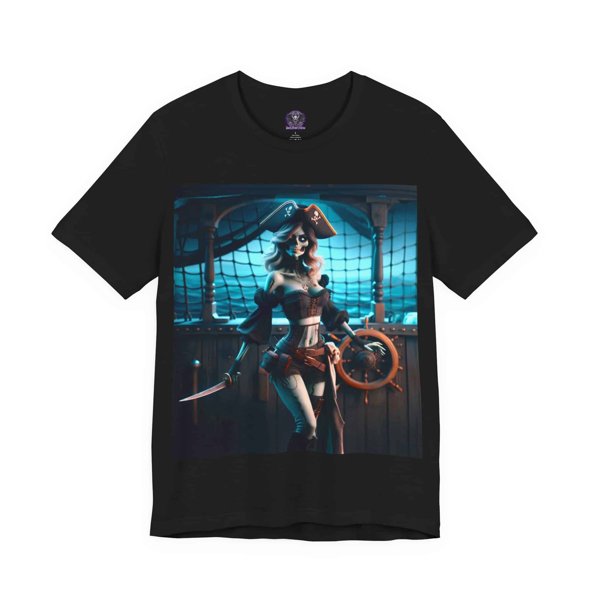 Undead Pirate Lass #ML-D-UP001 Unisex Jersey Short Sleeve Tee - Image 3