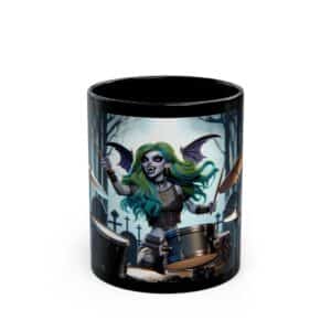 Monster Mosh Undead Angels Juliette as a Bat Drummer #MM-D-UA-J01 Black Mug (11oz, 15oz)