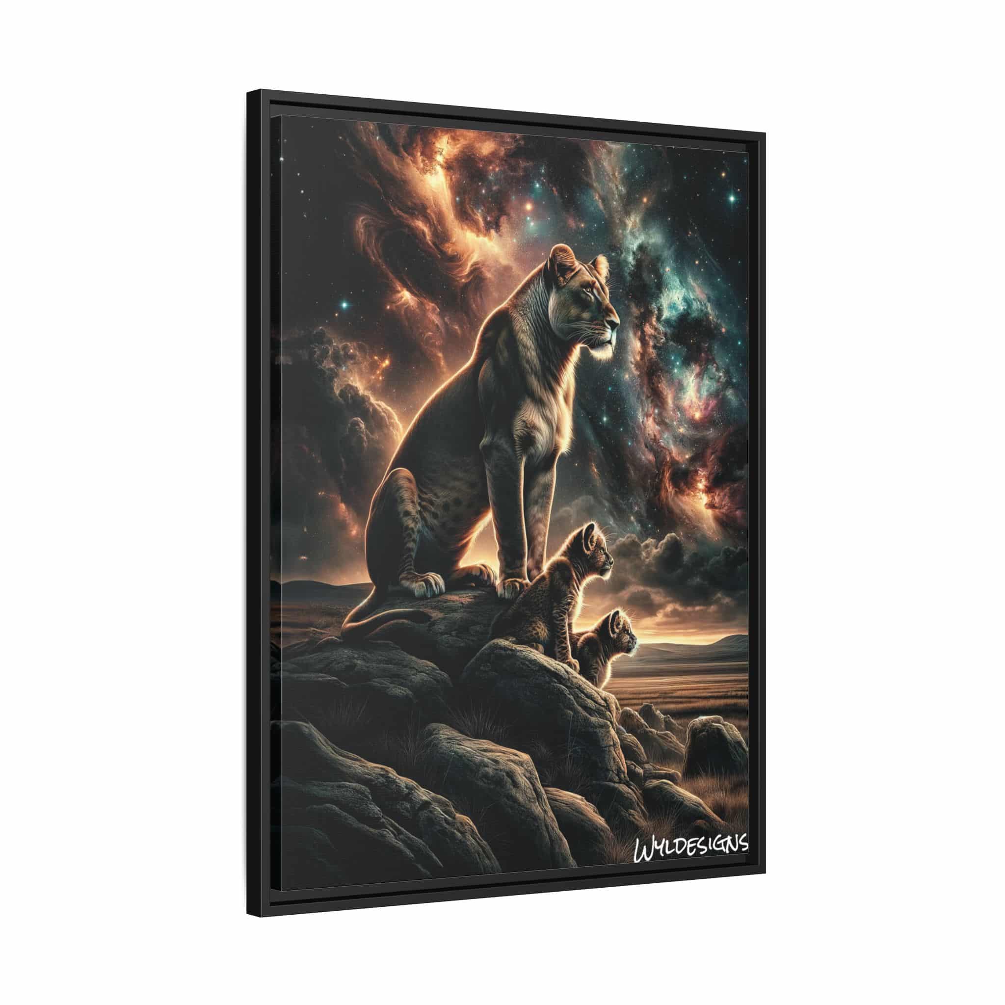 Lioness & Cubs WD-D010 By Wyldesigns Matte Canvas, Black Frame - Image 11
