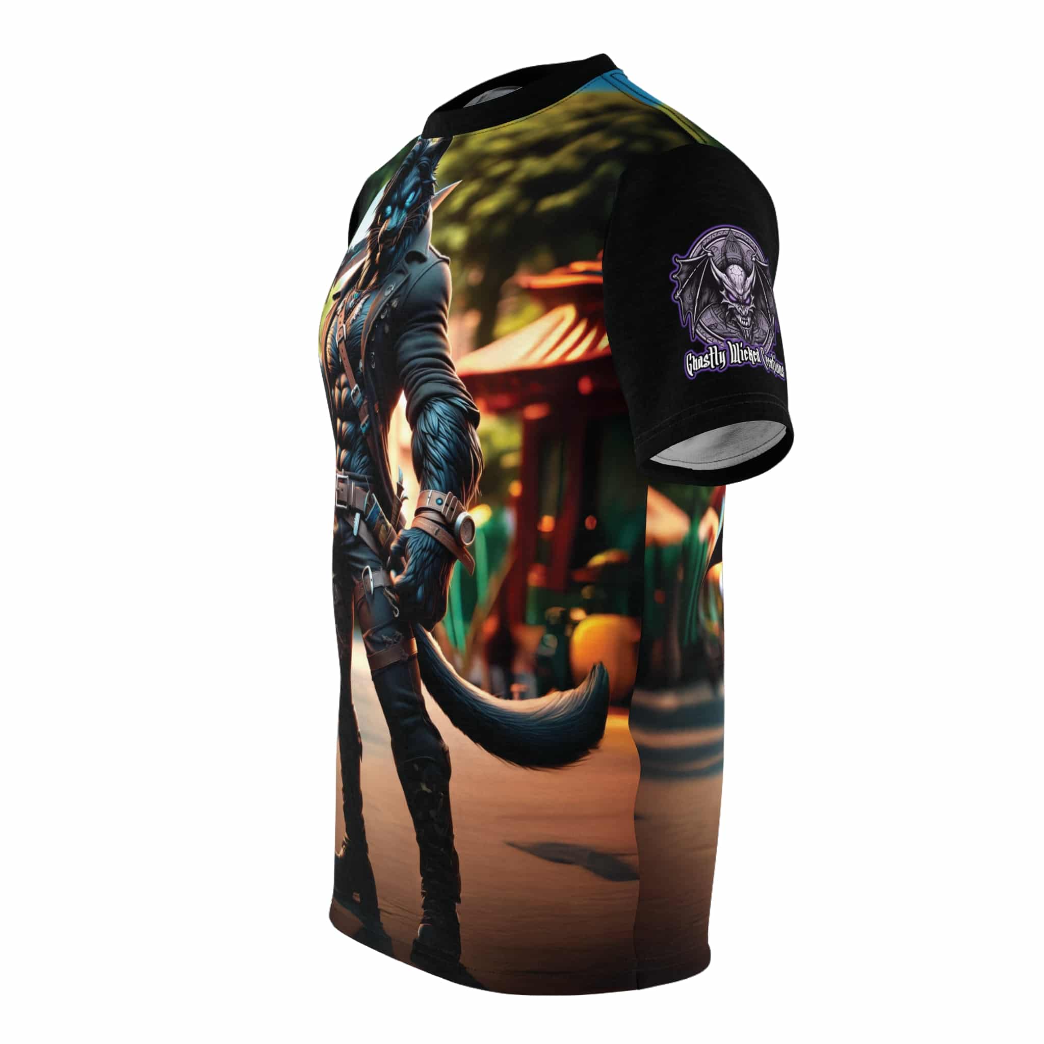 Arm The Animal: Black Leopard Panther #AA-D-BP002 Unisex Cut & Sew Tee (AOP) - Image 3