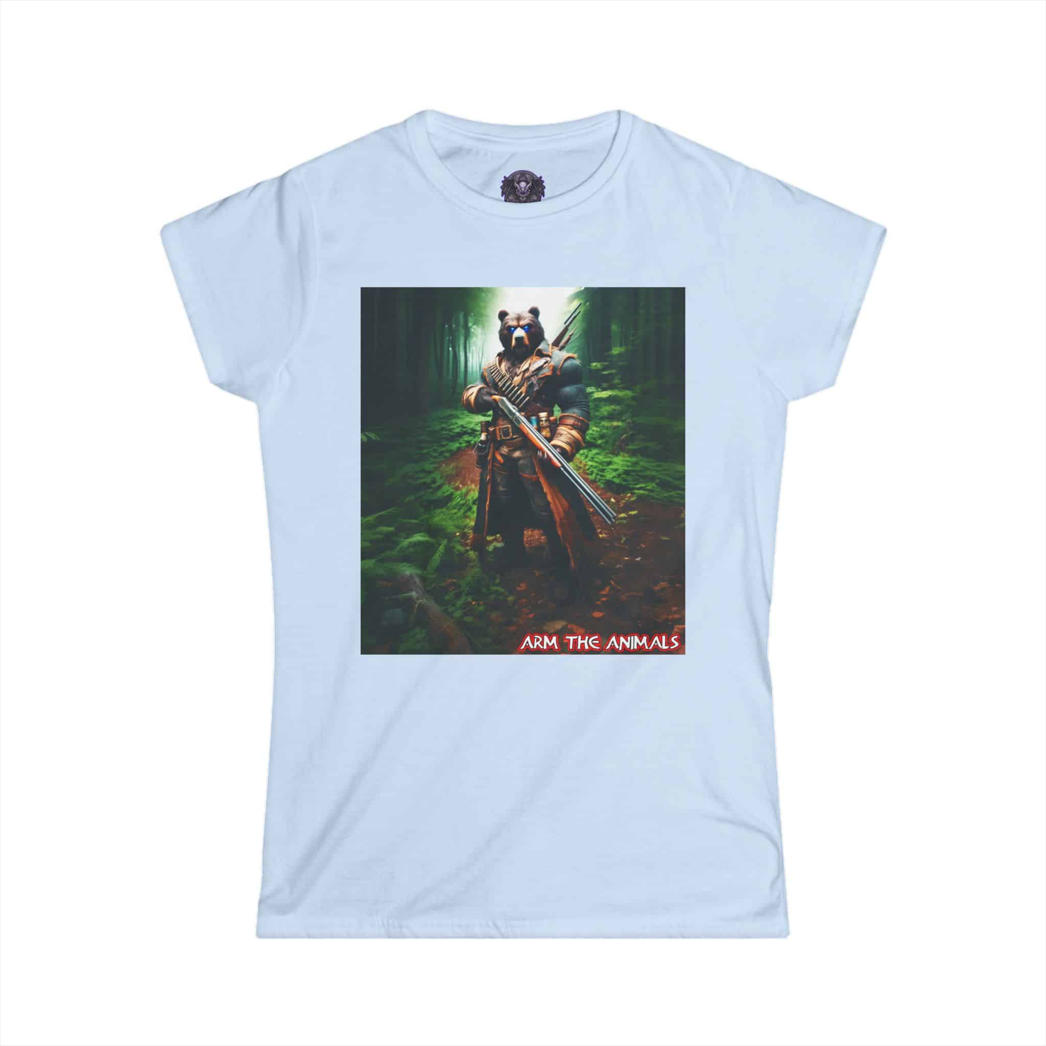 Arm The Animals: Hunter Bear #AA-D-Be001 Women's Softstyle Tee - Image 19