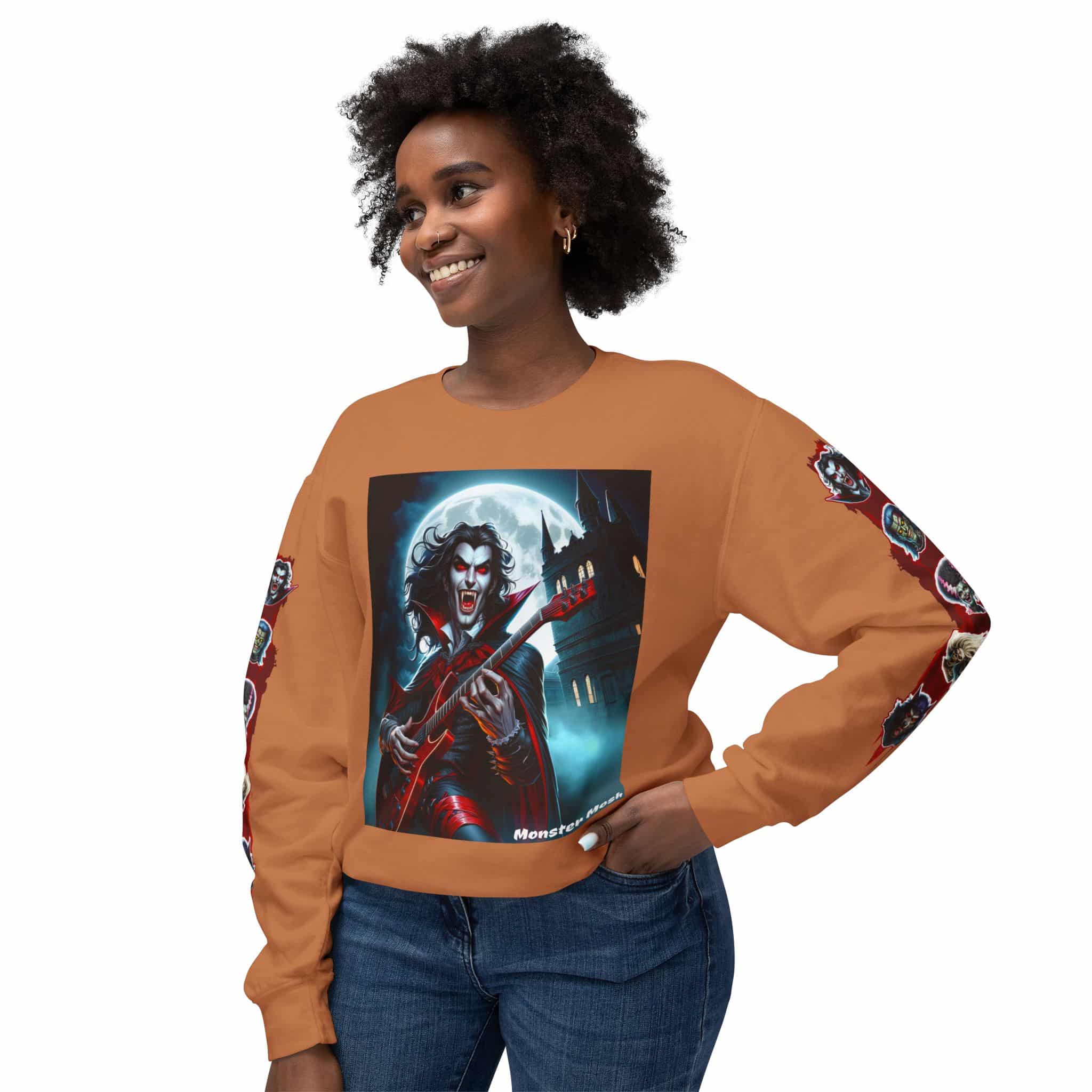 Monster Mosh 2024 Tour Drac on Guitar MM-D001 Deluxe Unisex Lightweight Crewneck Sweatshirt - Image 27