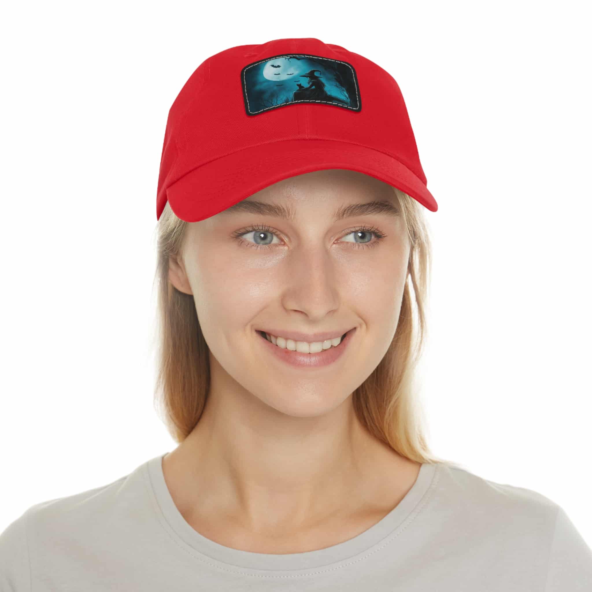 Witch With Black Cat By Moonlight #MJ-W003 Logo Leather Patch Dad Hat - Casual Style for Music Lovers - Image 94