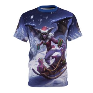Gift Giving Gremlin Elf I Unisex Cut & Sew Tee (AOP) Christmas