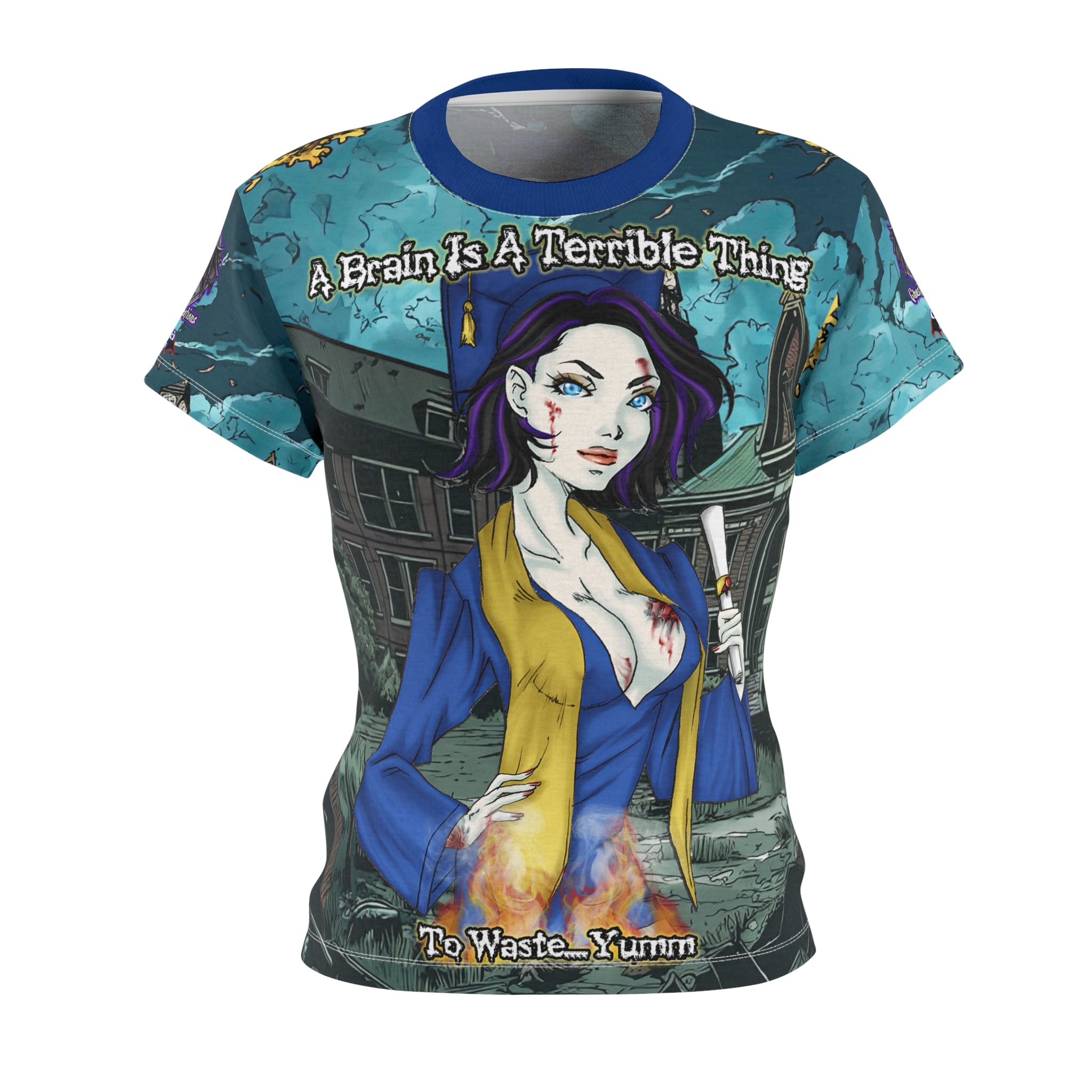 Tiffany Undead Angel Graduate - Classic Art (w/Text) Women's Cut & Sew Tee (AOP) - Image 2
