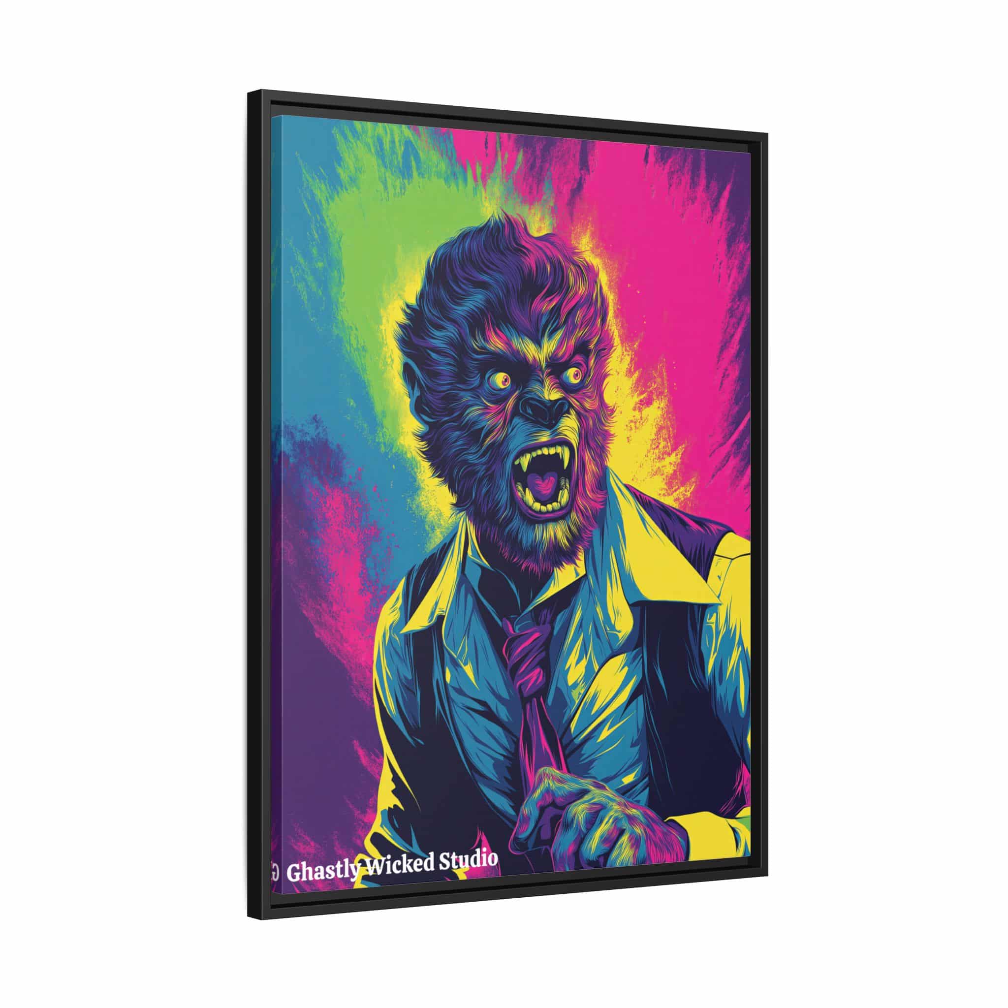 The Wolfman II Pop 60’s Art Style Matte Canvas, Black Frame Halloween - Image 11