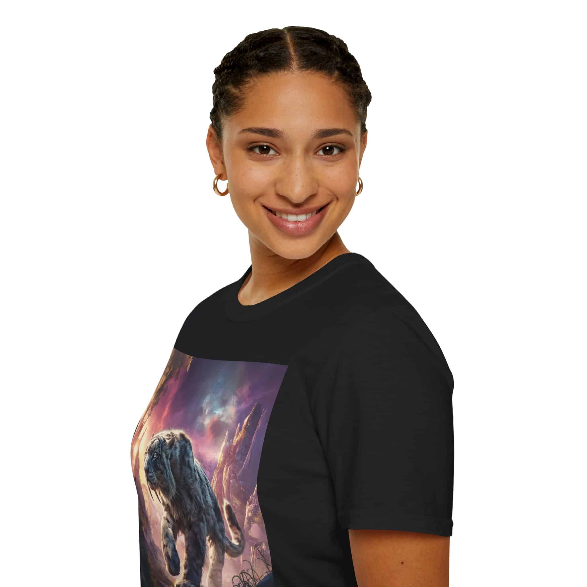 Prehistoric Smilodon aka Sabre-Tooth Tiger II Unisex T-Shirt, Graphic Tee, Unique Gift, Casual Wear - Image 7