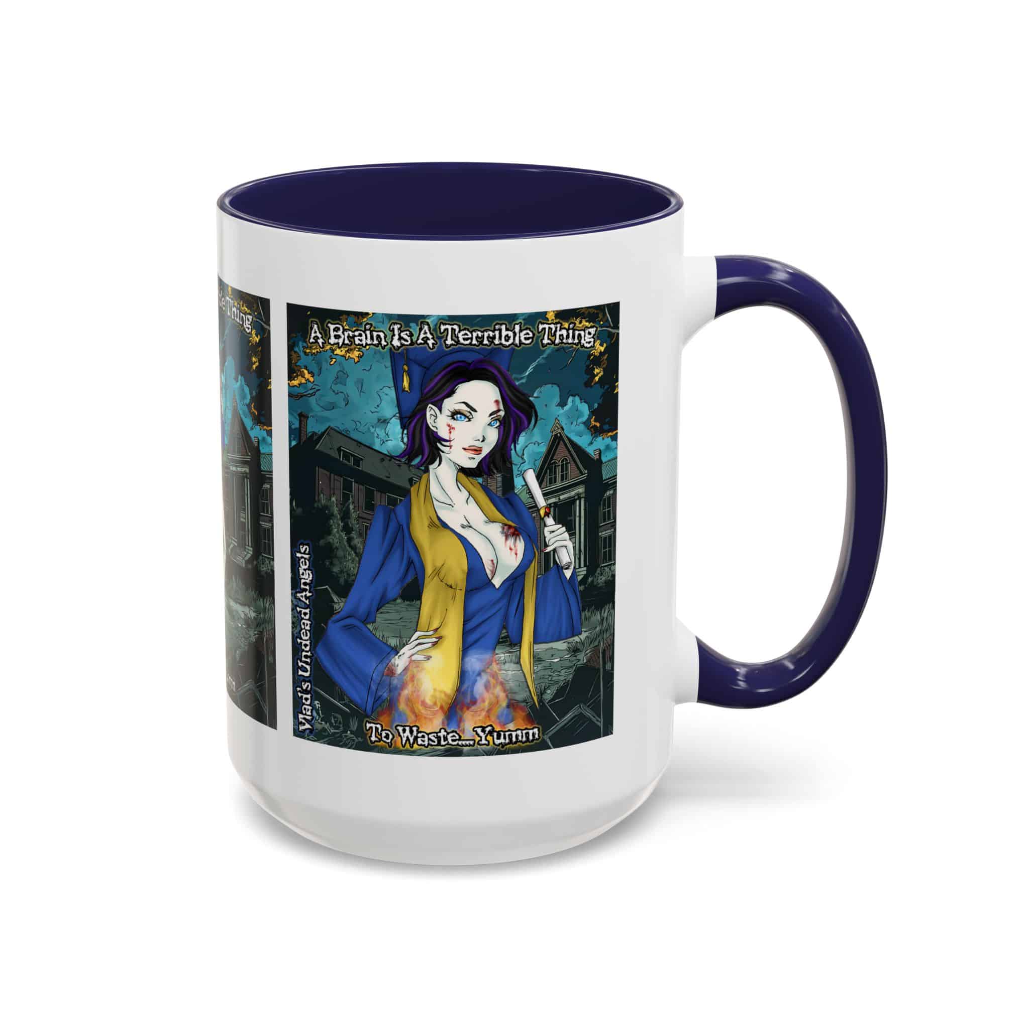 Tiffany Undead Angel Zombie Graduate – Classic Art V2 w/Text Accent Coffee Mug (11, 15oz) - Image 26