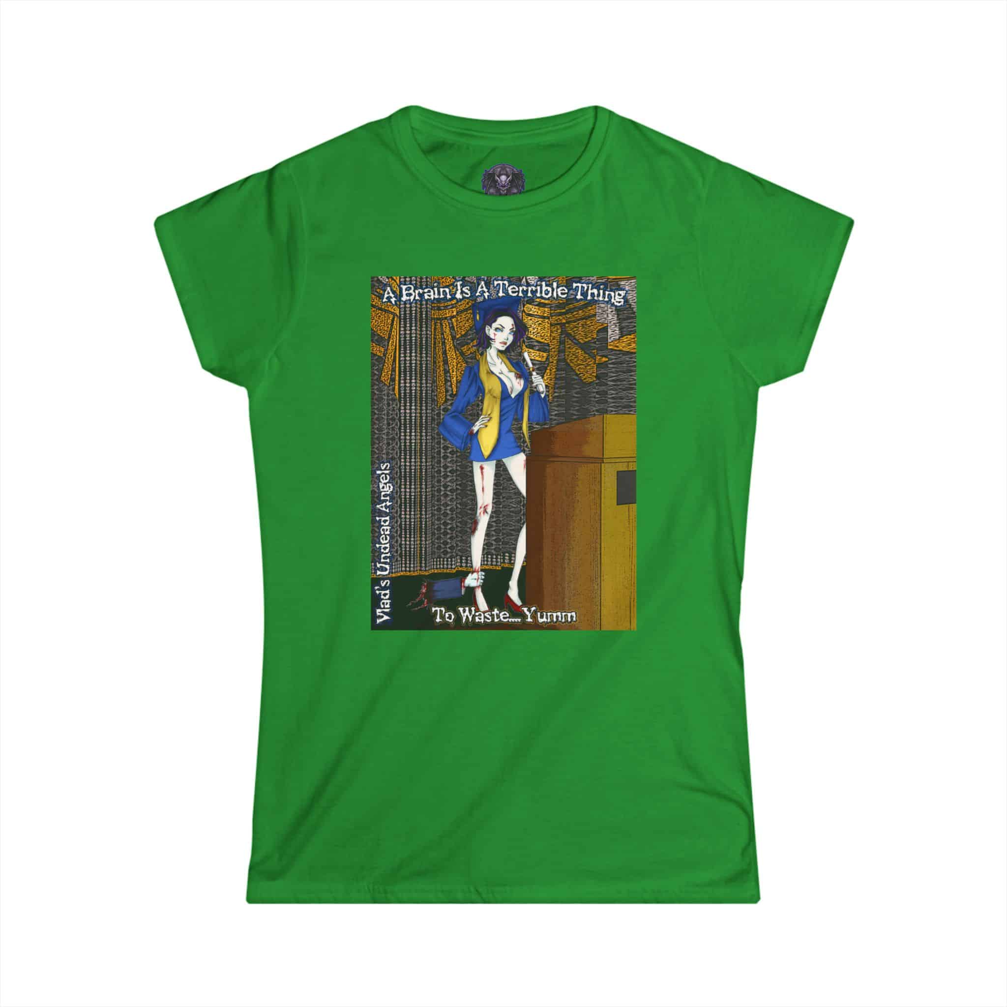 Tiffany Undead Angel Zombie Graduate - Classic Art w/Text F1 Re-Issue Women's Softstyle Tee - Image 25