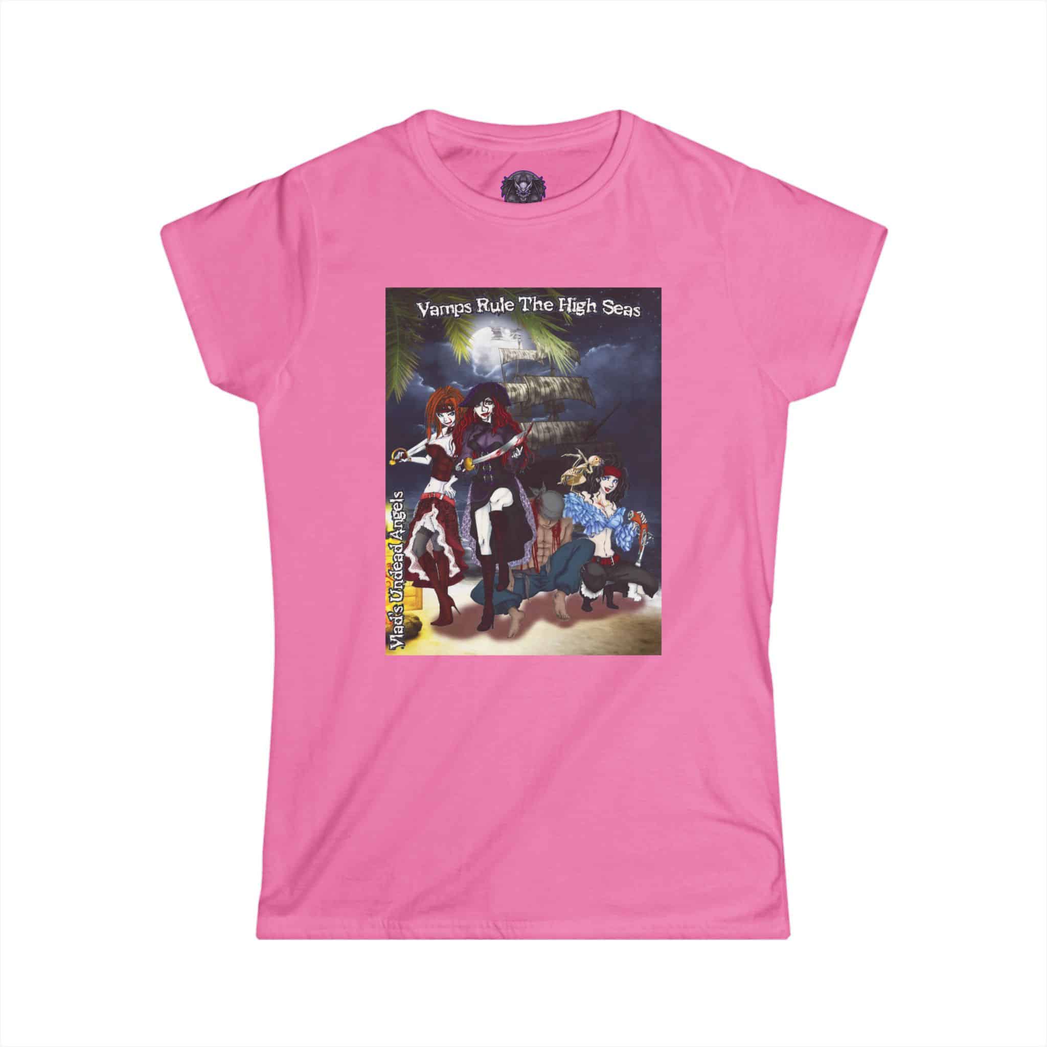 Undead Angel Vampire Pirate Trio - Classic Art w/Text Re-Issue Women's Softstyle Tee - Image 27