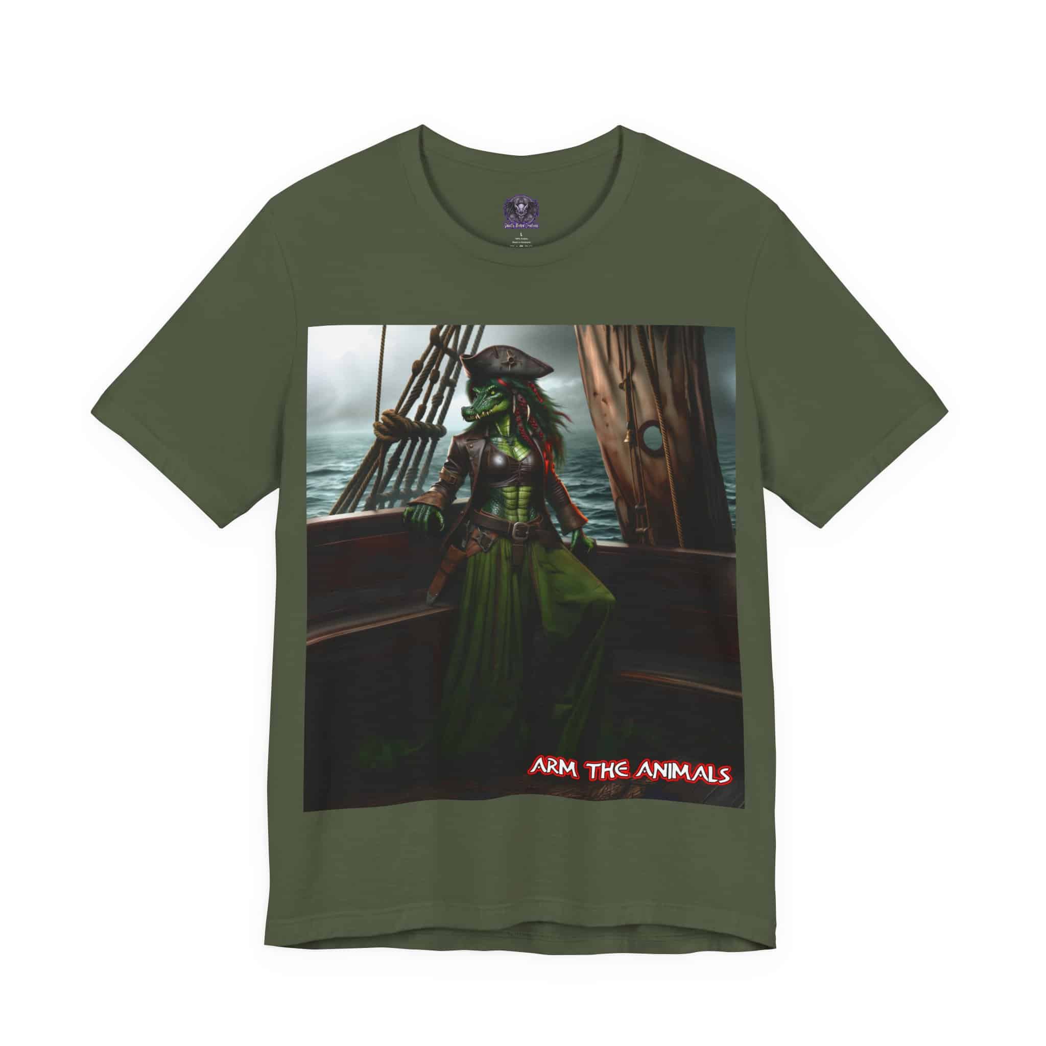 Arm The Animals: Pirate Gator Girl #AA-D-G001 Unisex Jersey Short Sleeve Tee - Image 47