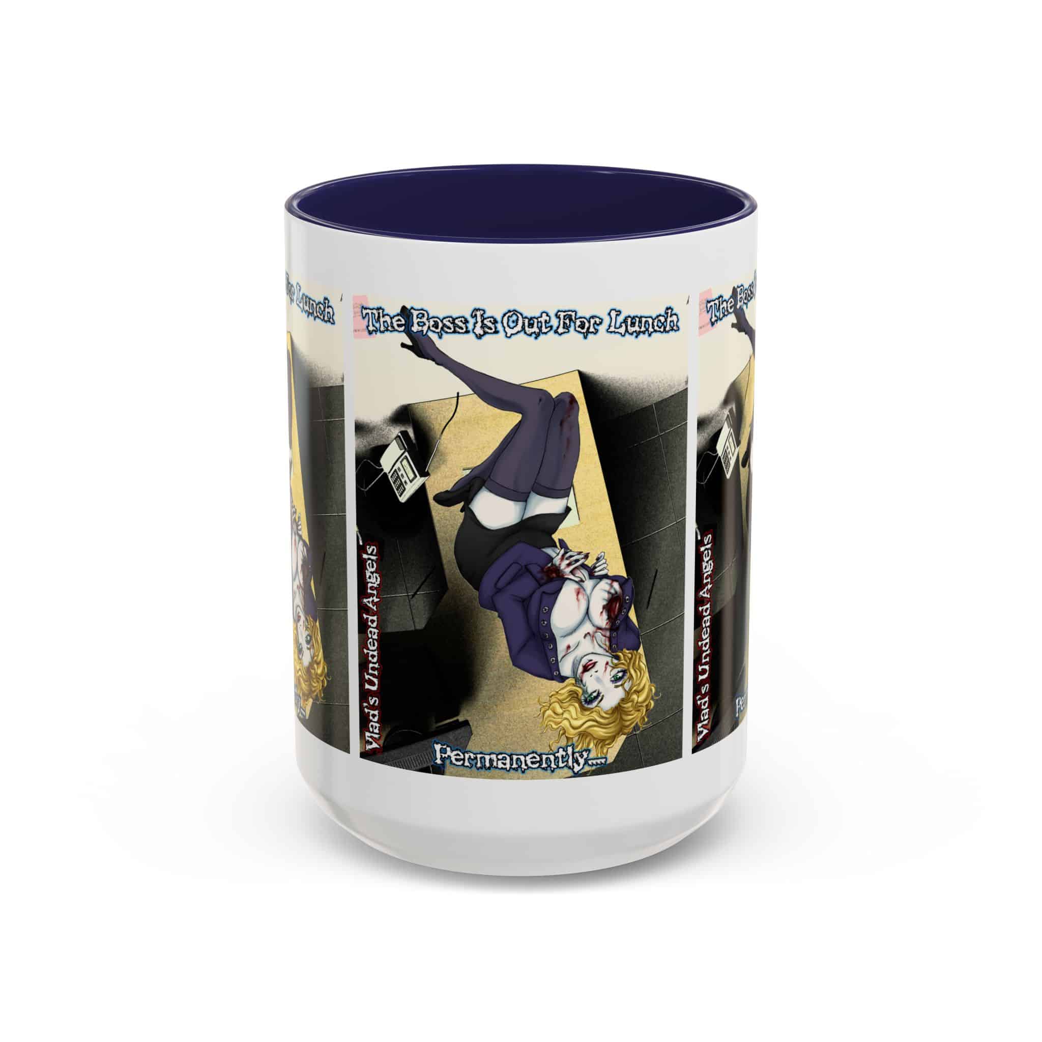 Jennifer Undead Angel Zombie Secretary – Classic Art w/Text Accent Coffee Mug (11, 15oz) - Image 25