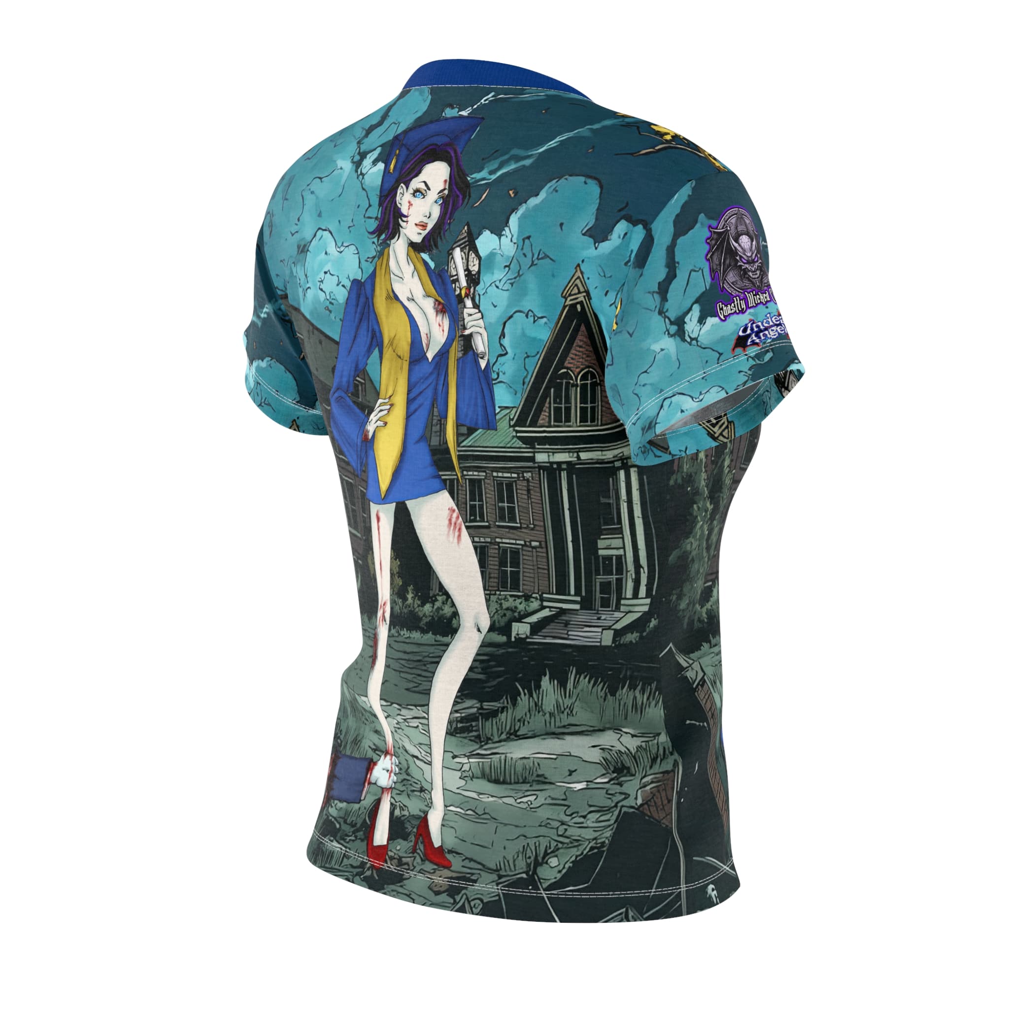 Tiffany Undead Angel Graduate - Classic Art (w/Text) Women's Cut & Sew Tee (AOP) - Image 4