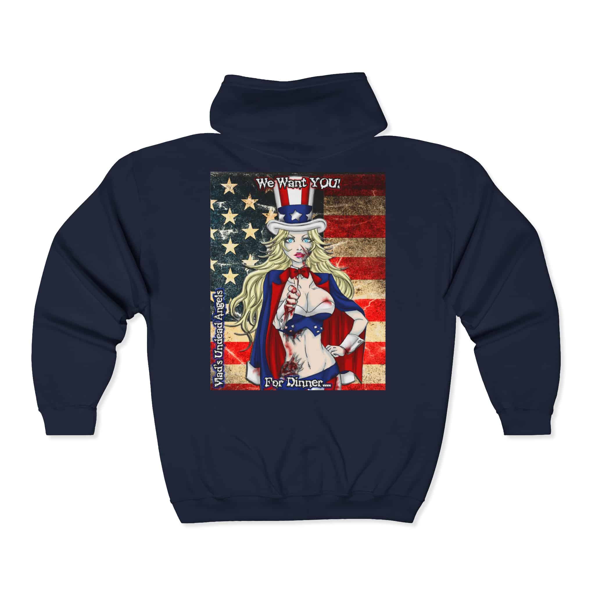Undead Angels Zombie Patrion Classic Art Style Samantha Unisex Heavy Blend™ Full Zip Hooded Sweatshirt - Image 8