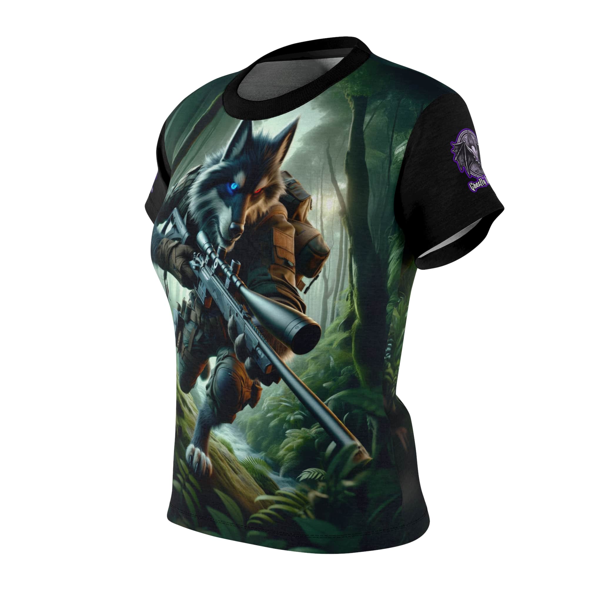 Arm The Animals: Hunter Wolf #AA-D-W001 Women's Cut & Sew Tee (AOP) - Image 3