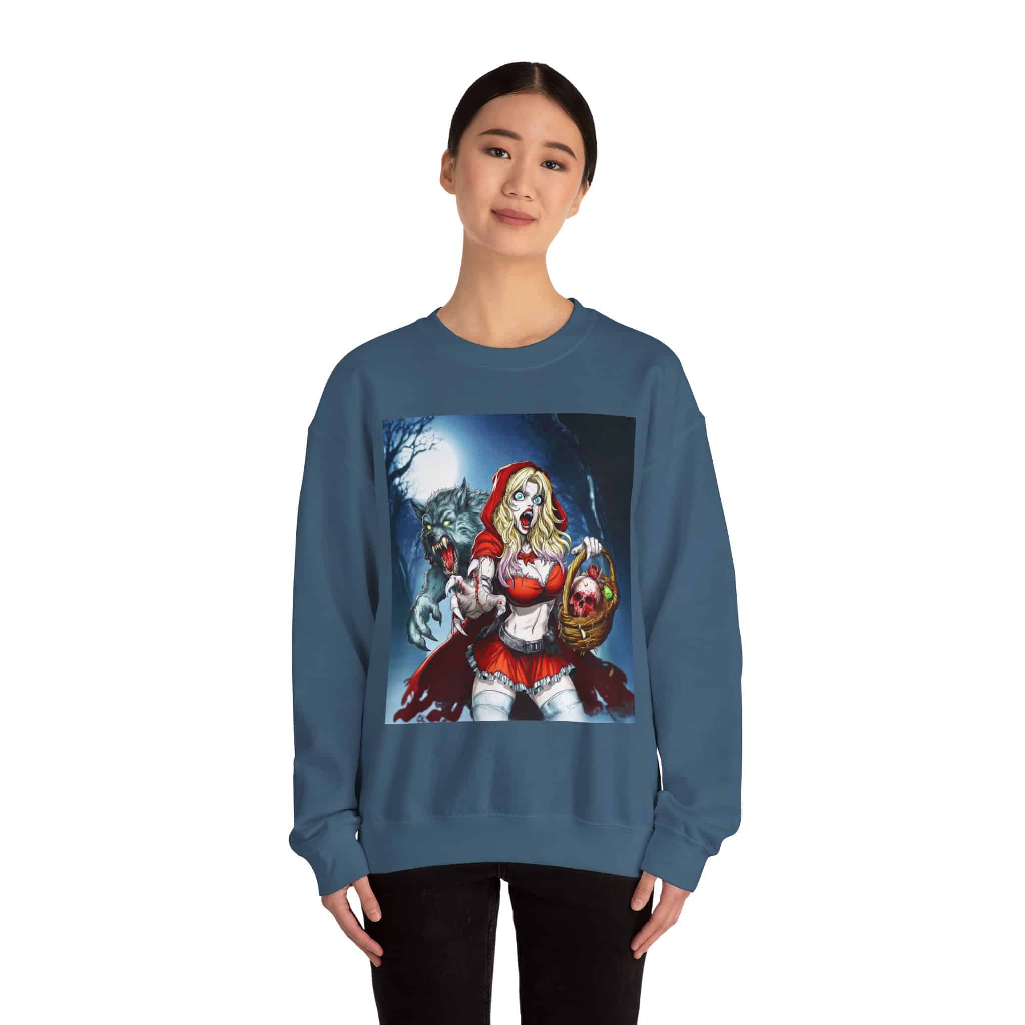 Vampire Red Riding Hood By Ghastly Wicked Tales 2025-01 Unisex Heavy Blend™ Crewneck Sweatshirt - Image 4