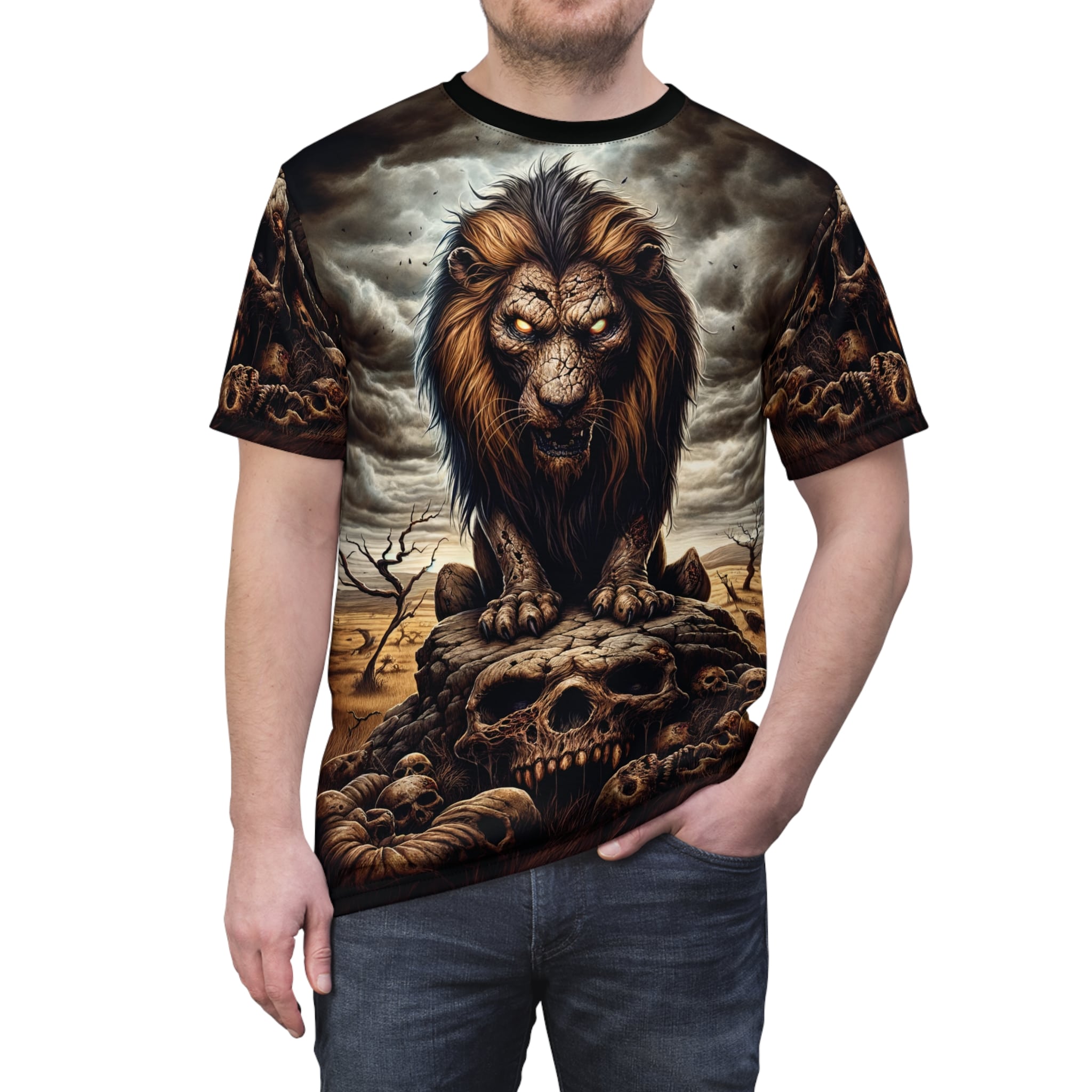 Undead Lion WD-D015 By Wyldesigns Unisex Cut & Sew Tee (AOP) - Image 5