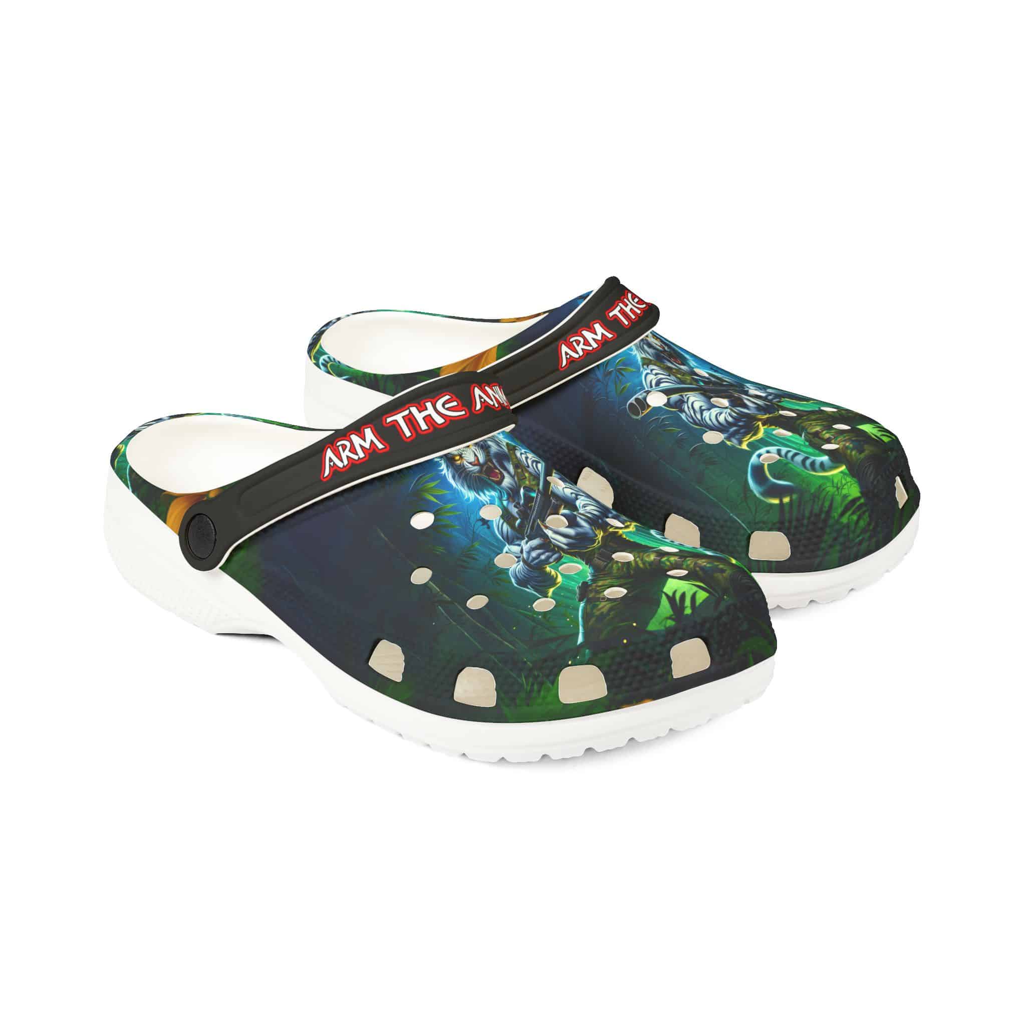 Clog Shoes - Arm The Animals: Commando Tiger #AA-D-WT003 Design - Image 11