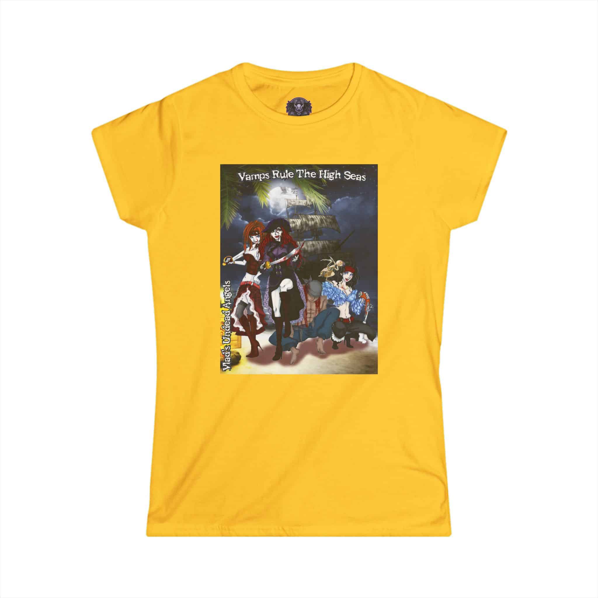 Undead Angel Vampire Pirate Trio - Classic Art w/Text Re-Issue Women's Softstyle Tee - Image 15