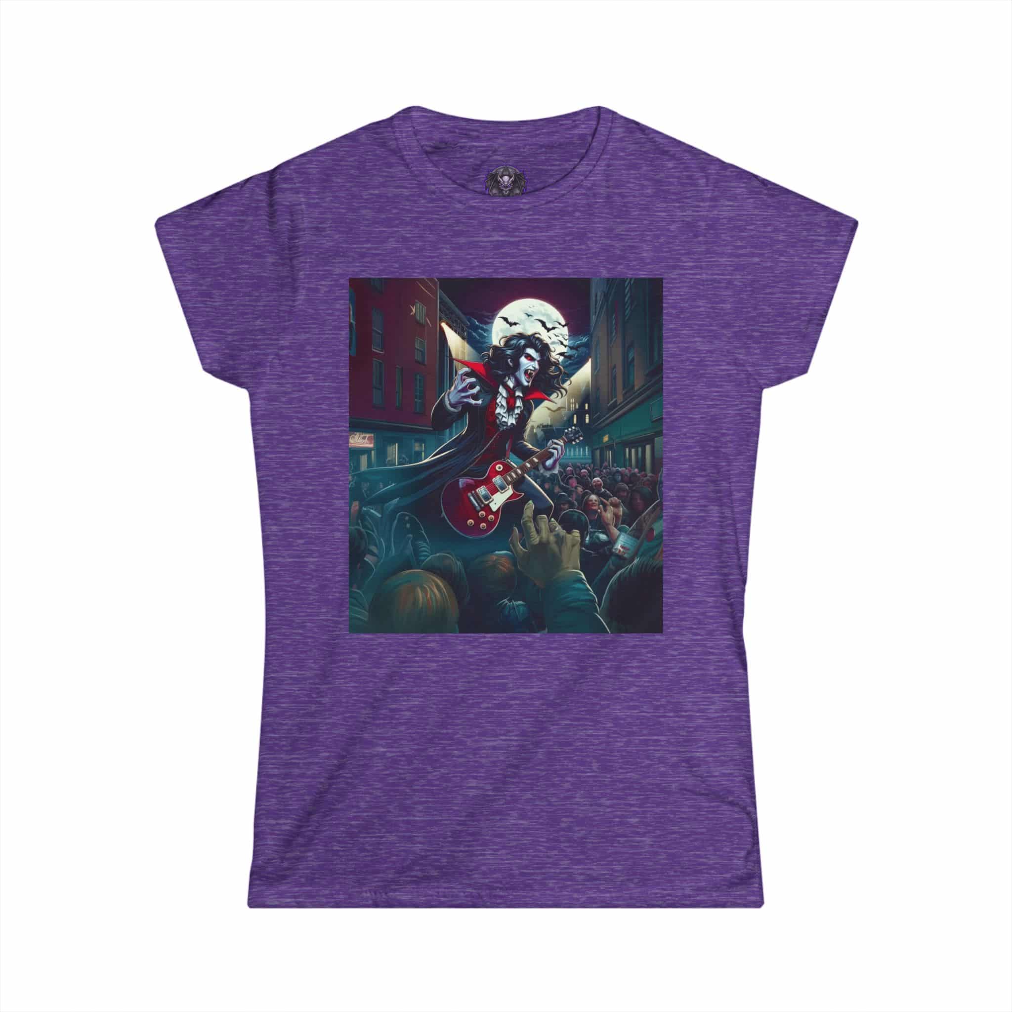 Monster Mosh 2024 Tour Dracula On Guitar MM-D-D07 Women's Softstyle Tee - Image 34