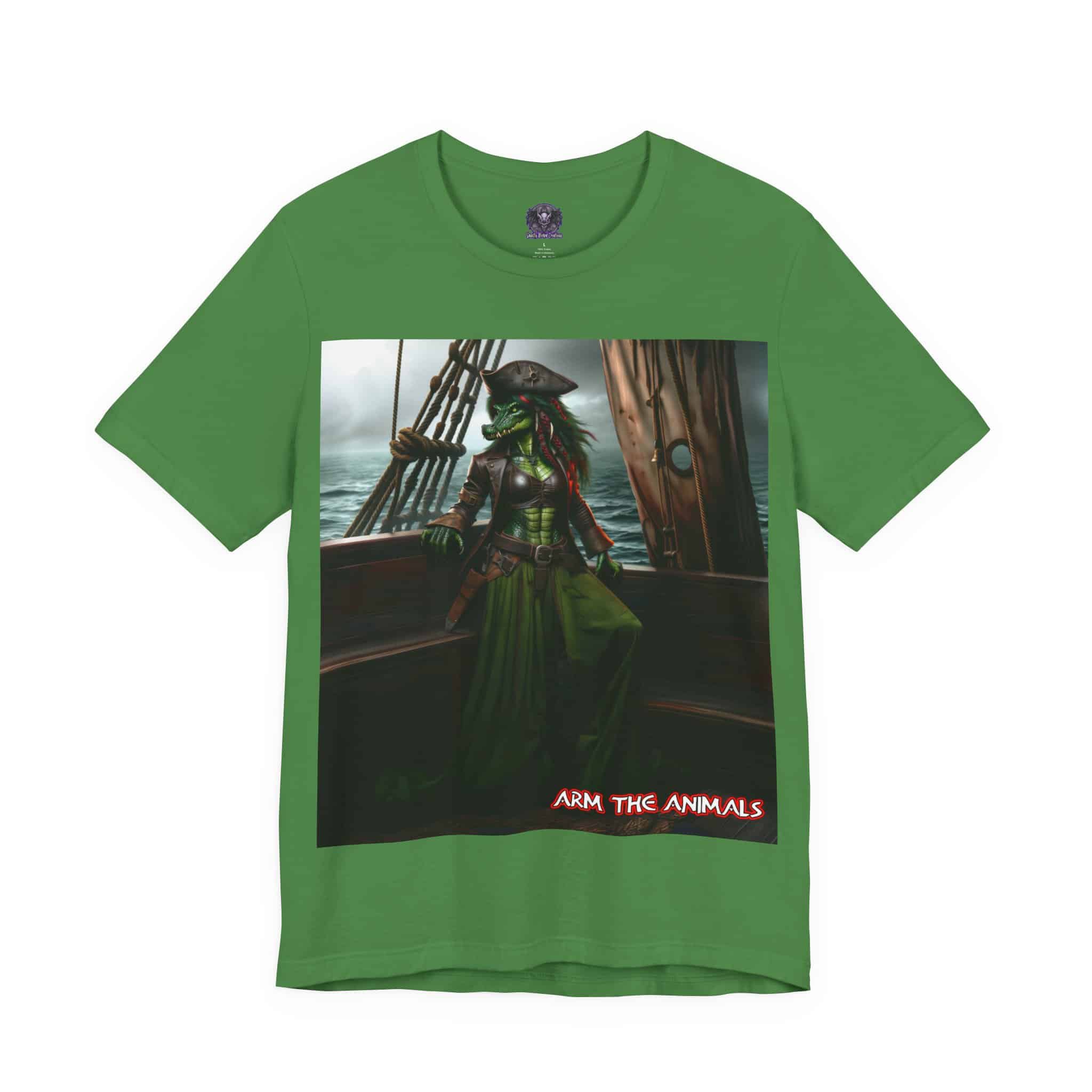 Arm The Animals: Pirate Gator Girl #AA-D-G001 Unisex Jersey Short Sleeve Tee - Image 43