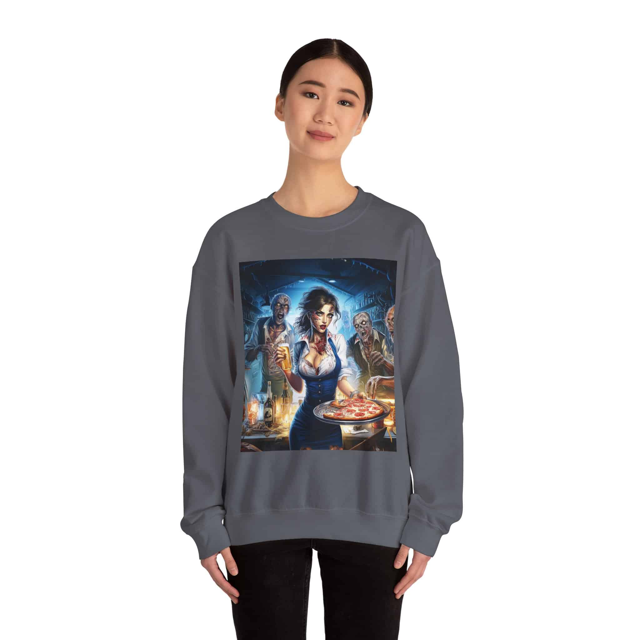Zombies In Everyday Life Waitress 2025-04 Unisex Heavy Blend™ Crewneck Sweatshirt - Image 44