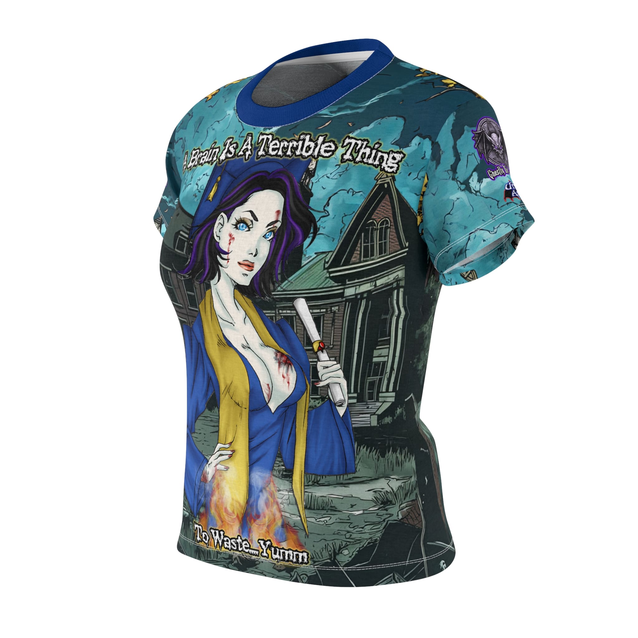 Tiffany Undead Angel Graduate - Classic Art (w/Text) Women's Cut & Sew Tee (AOP) - Image 3