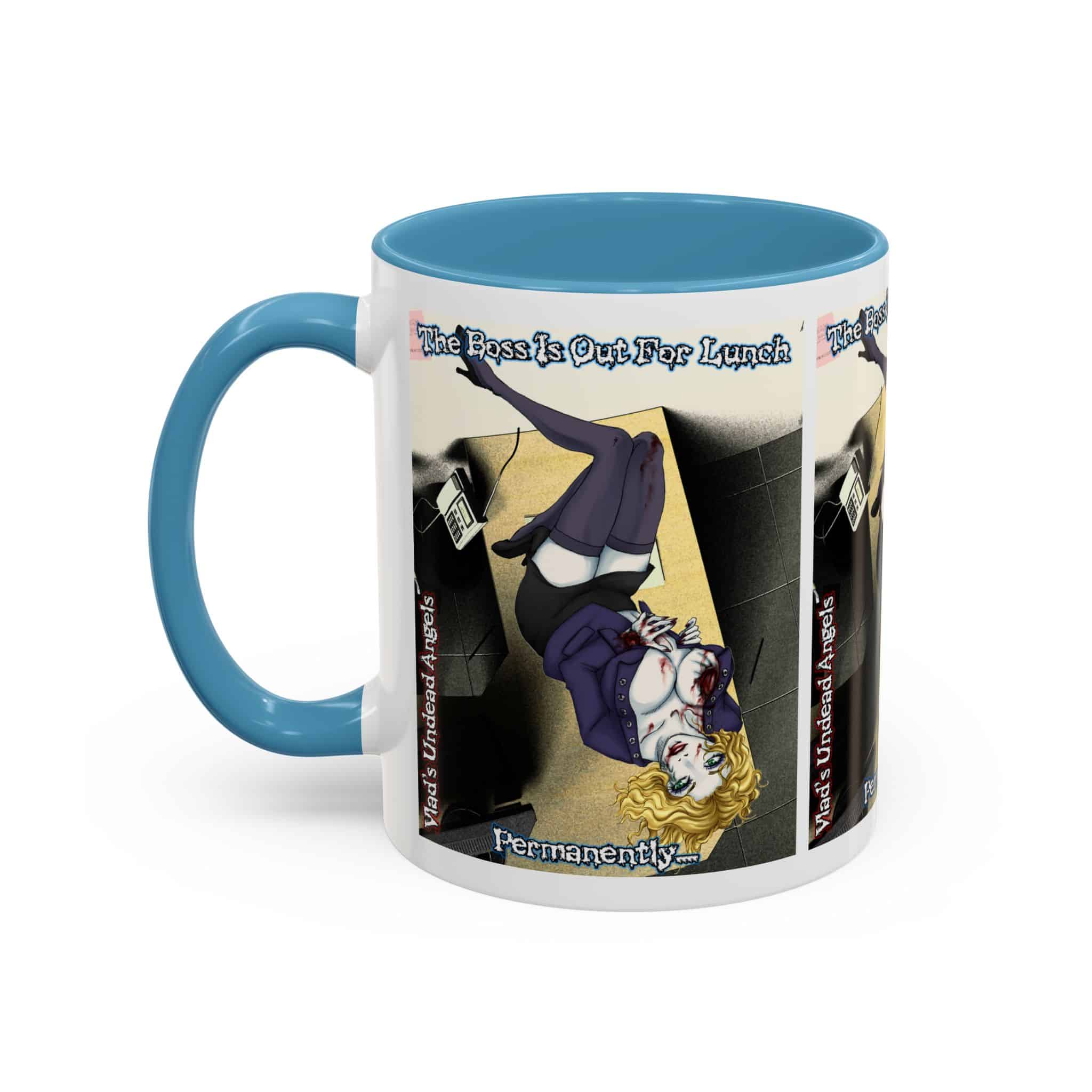 Jennifer Undead Angel Zombie Secretary – Classic Art w/Text Accent Coffee Mug (11, 15oz) - Image 3