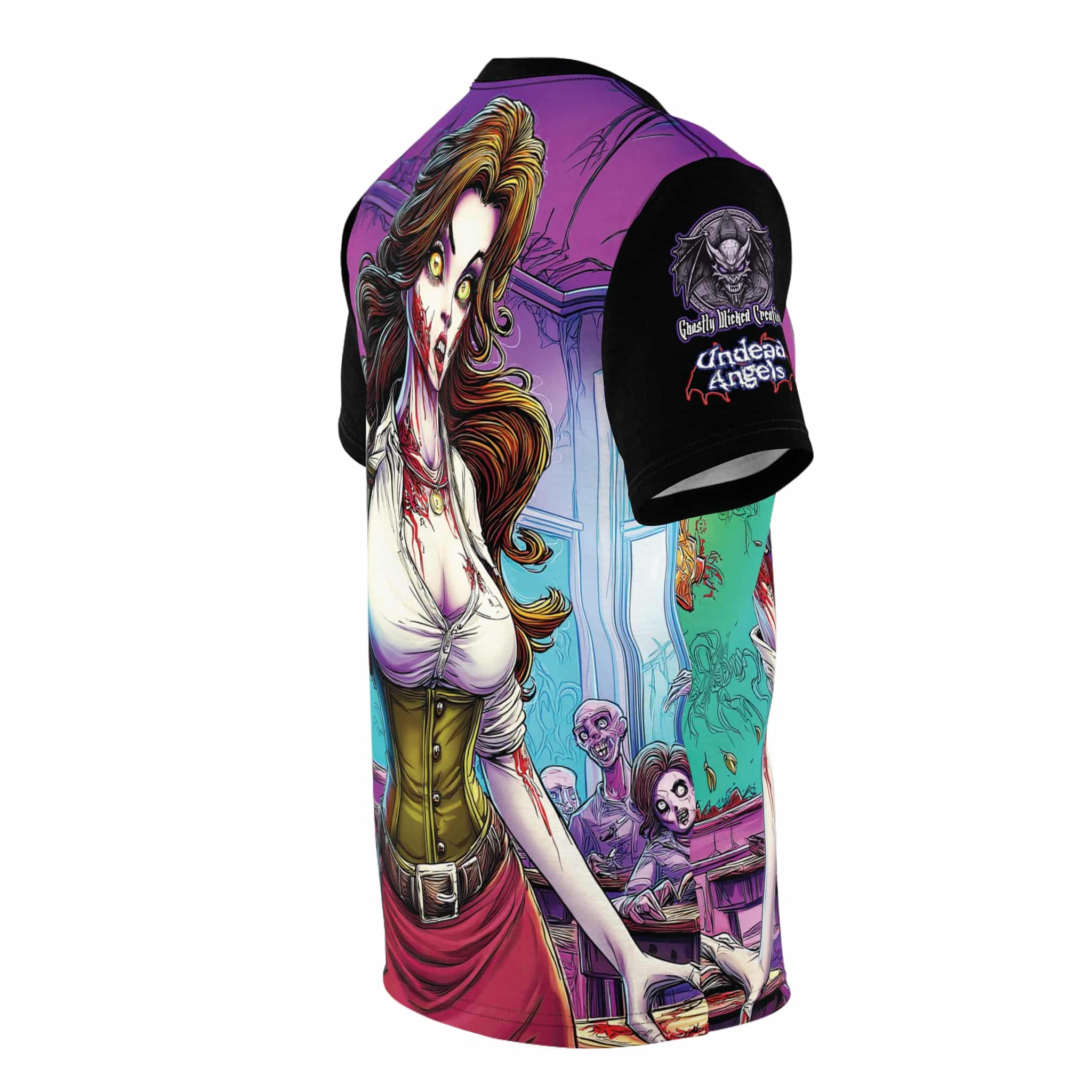 Undead Angels Teacher Charlotte Classic Reborn Style Unisex Cut & Sew Tee (AOP) - Image 4