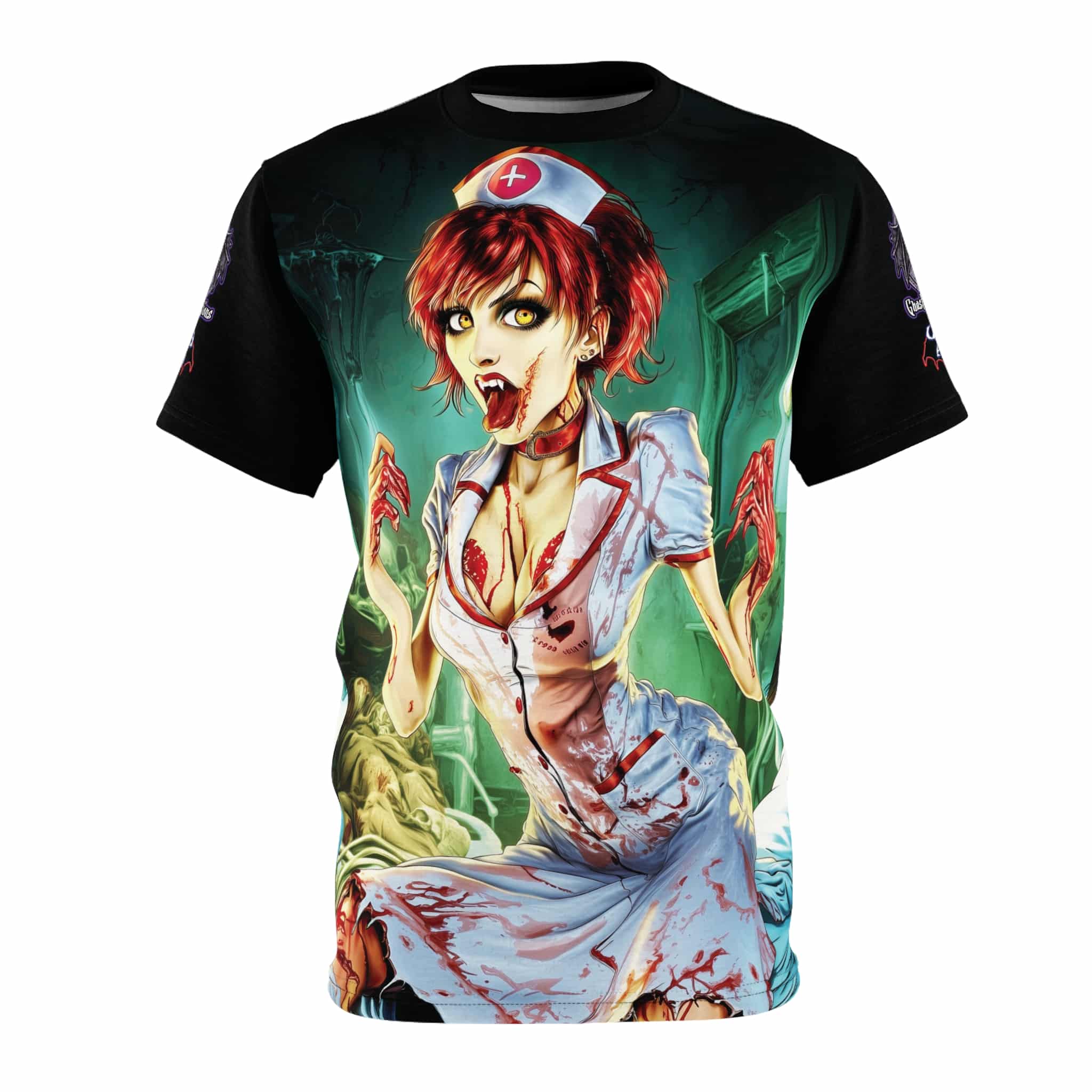 Undead Angels Zombie Nurse Abigail Reborn Style II-BZ Unisex Cut & Sew Tee (AOP) - Image 5