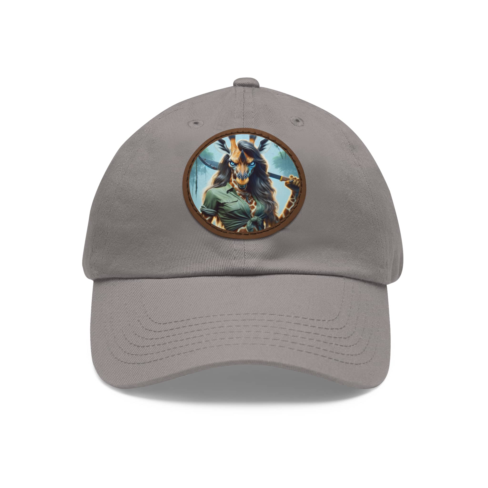 Arm The Animals: Hunter Giraffe Girl #AA-D-Gi001 Artistic Round Leather Patch Dad Hat - Stylish Casual Cap - Image 111