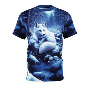 Arctic Fox by Wyldesigns - Wildlife Graphic T-Shirt #WD-M019 Unisex Cut & Sew Tee (AOP)