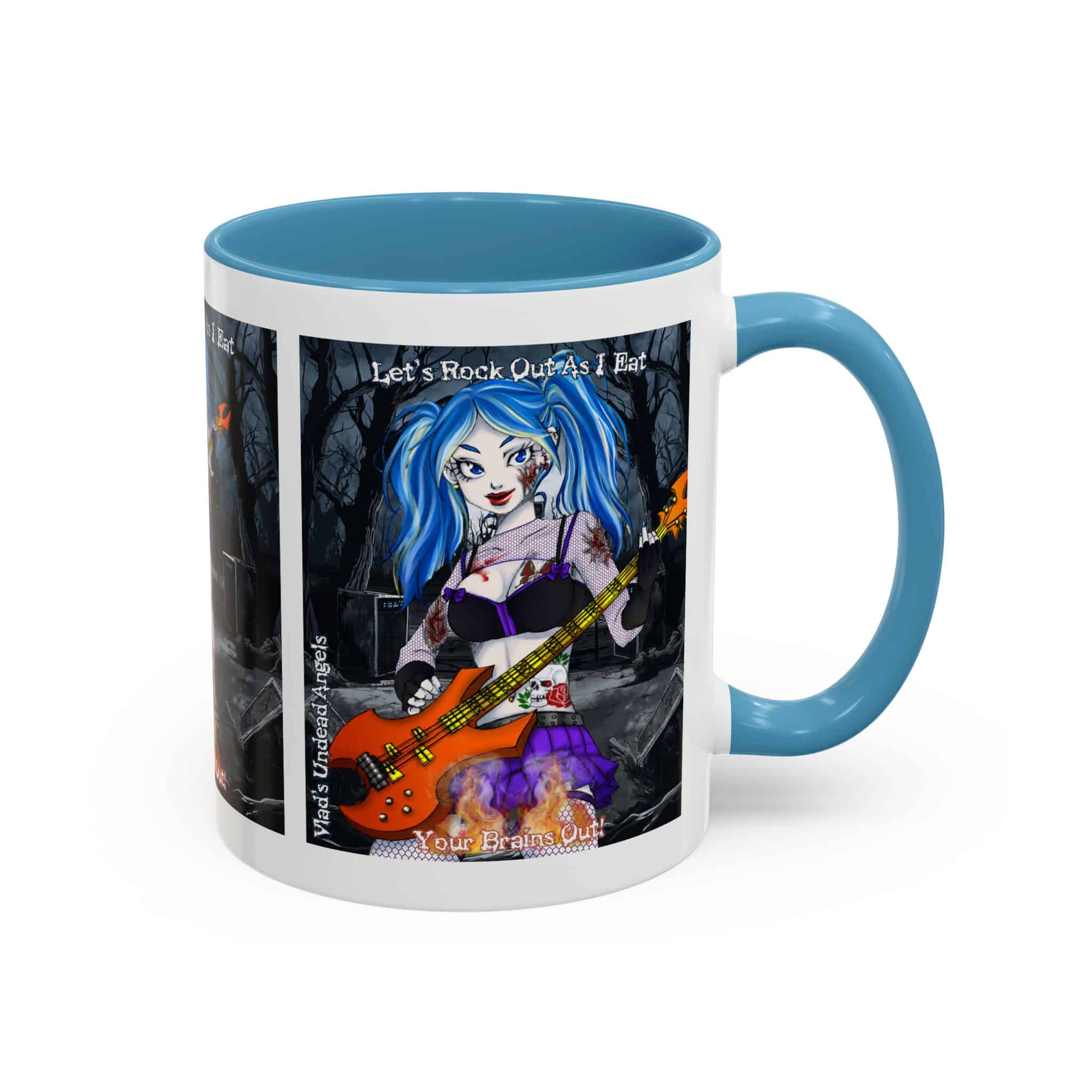 Ashley Undead Angel Zombie Bass Guitarist – Classic Art V2 w/Text Accent Coffee Mug (11, 15oz) - Image 18