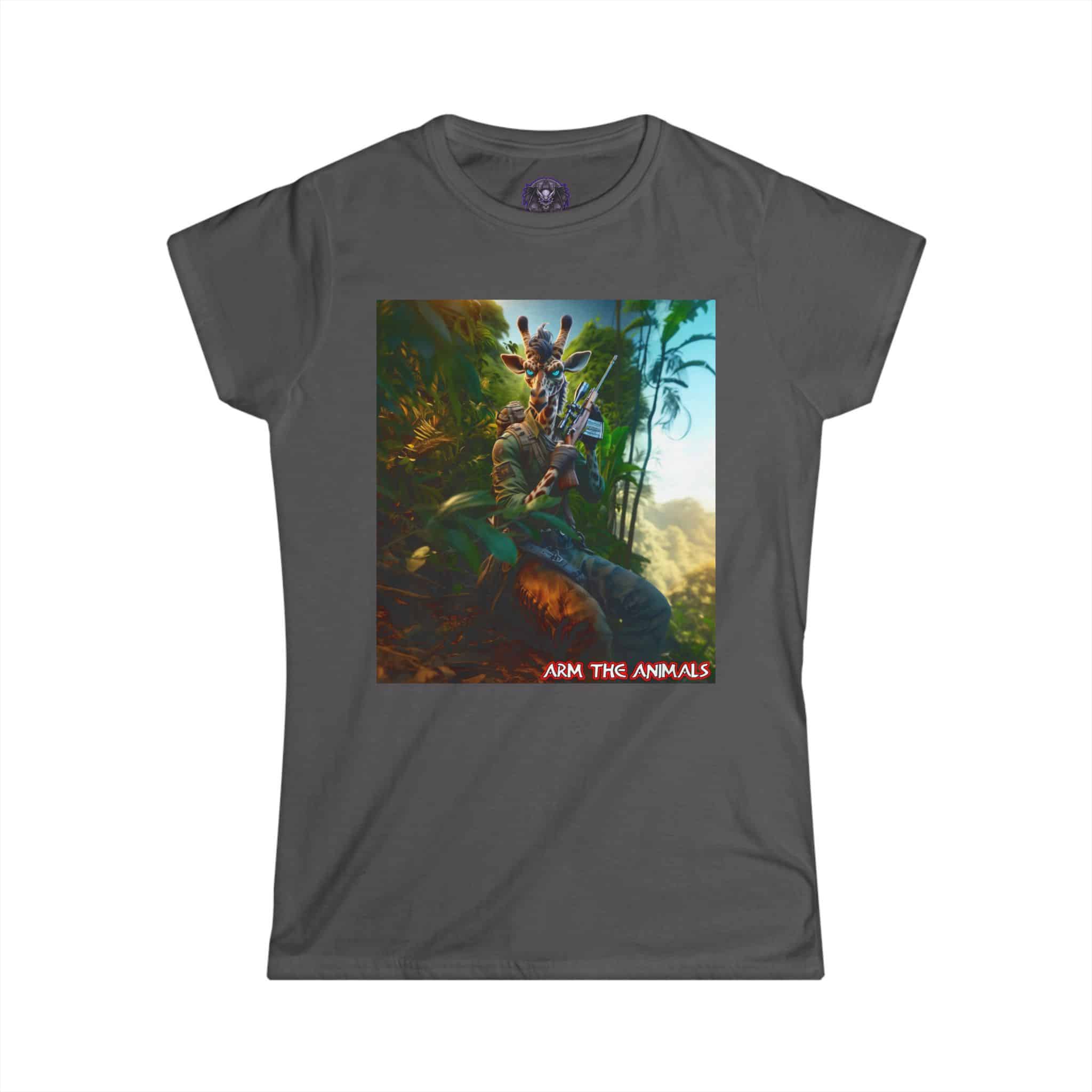 Arm The Animals: Hunter Giraffe #AA-D-Gi002 Women's Softstyle Tee - Image 25
