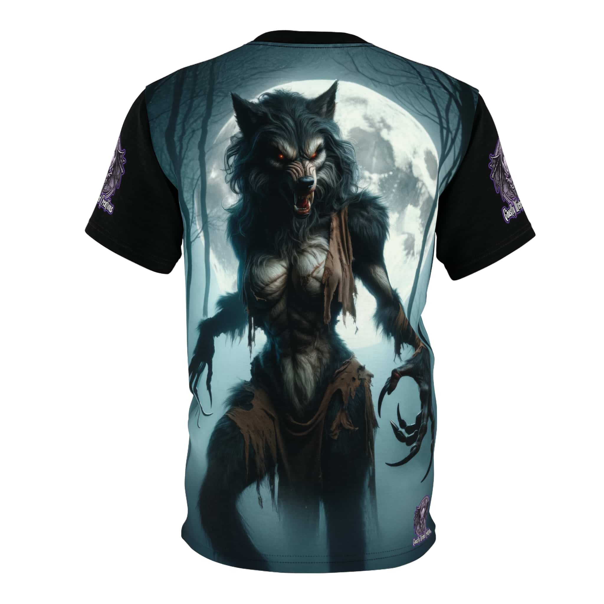 She-Werewolf Full Moon #ML-D-WW01 Unisex Cut & Sew Tee (AOP) - Image 2