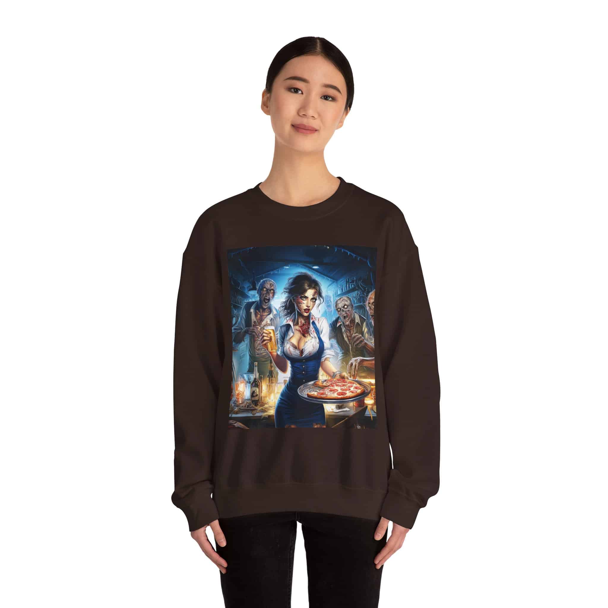 Zombies In Everyday Life Waitress 2025-04 Unisex Heavy Blend™ Crewneck Sweatshirt - Image 20