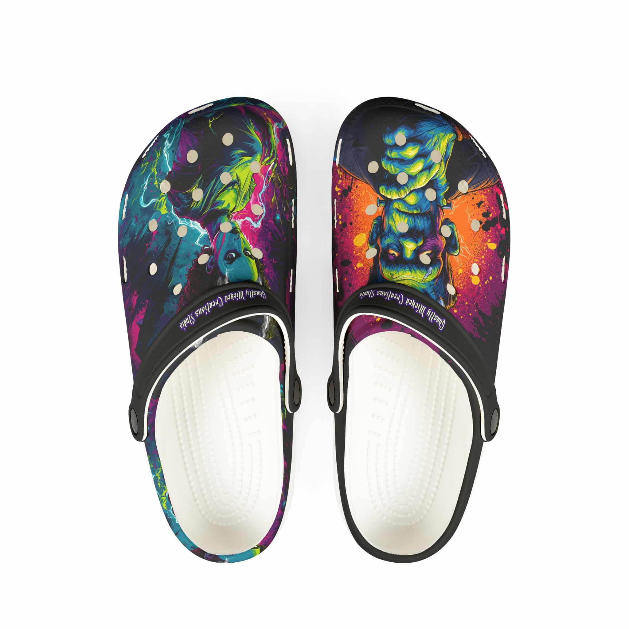 Frankenstein & His Bride Pop 60's Art Style Clog Style Shoes - Image 10