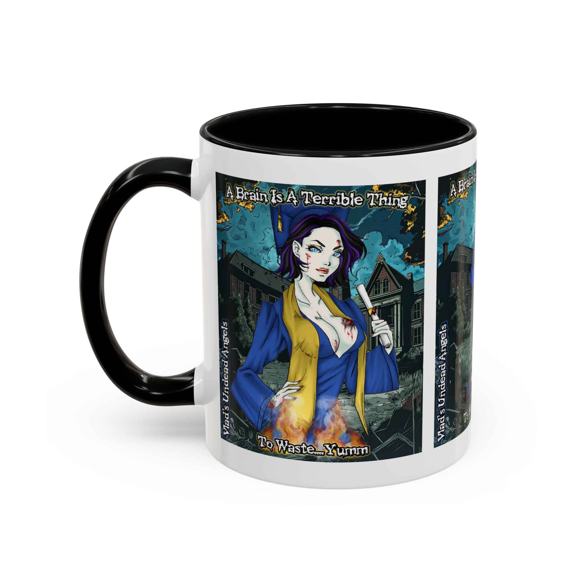 Tiffany Undead Angel Zombie Graduate – Classic Art V2 w/Text Accent Coffee Mug (11, 15oz) - Image 15