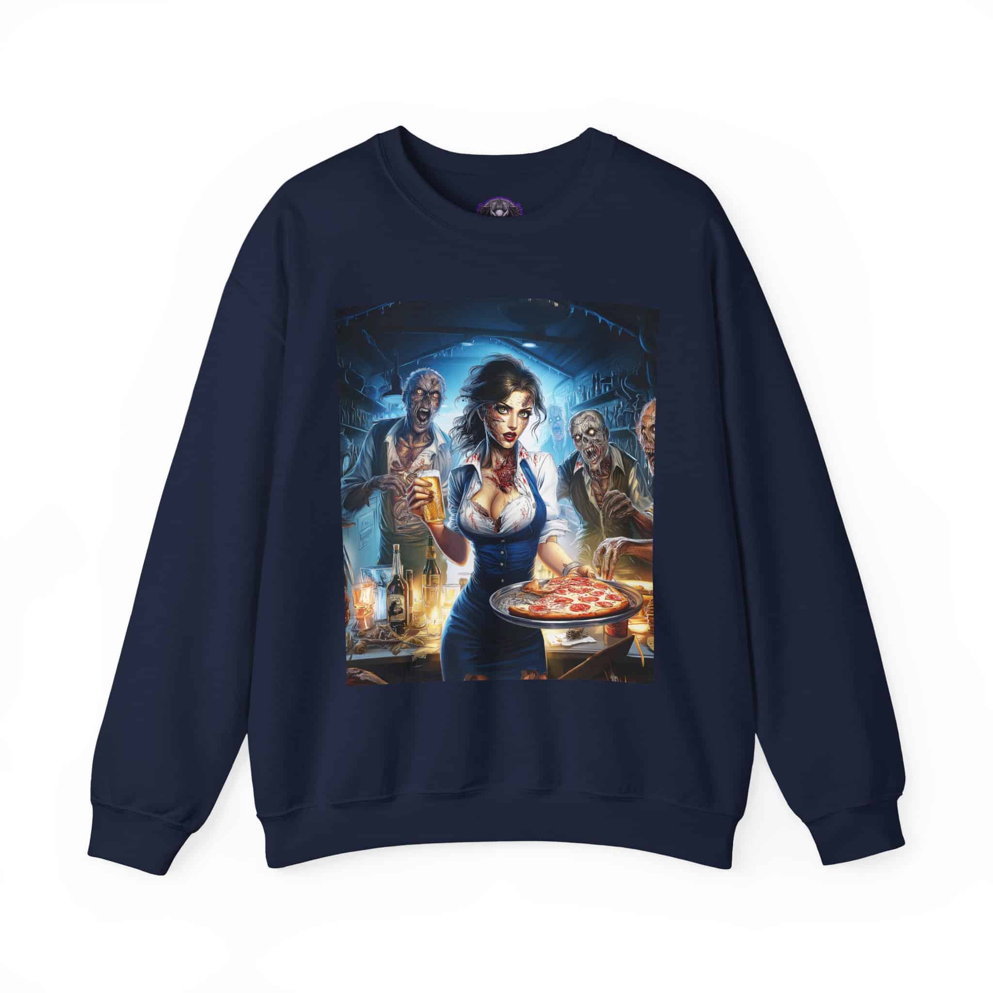Zombies In Everyday Life Waitress 2025-04 Unisex Heavy Blend™ Crewneck Sweatshirt