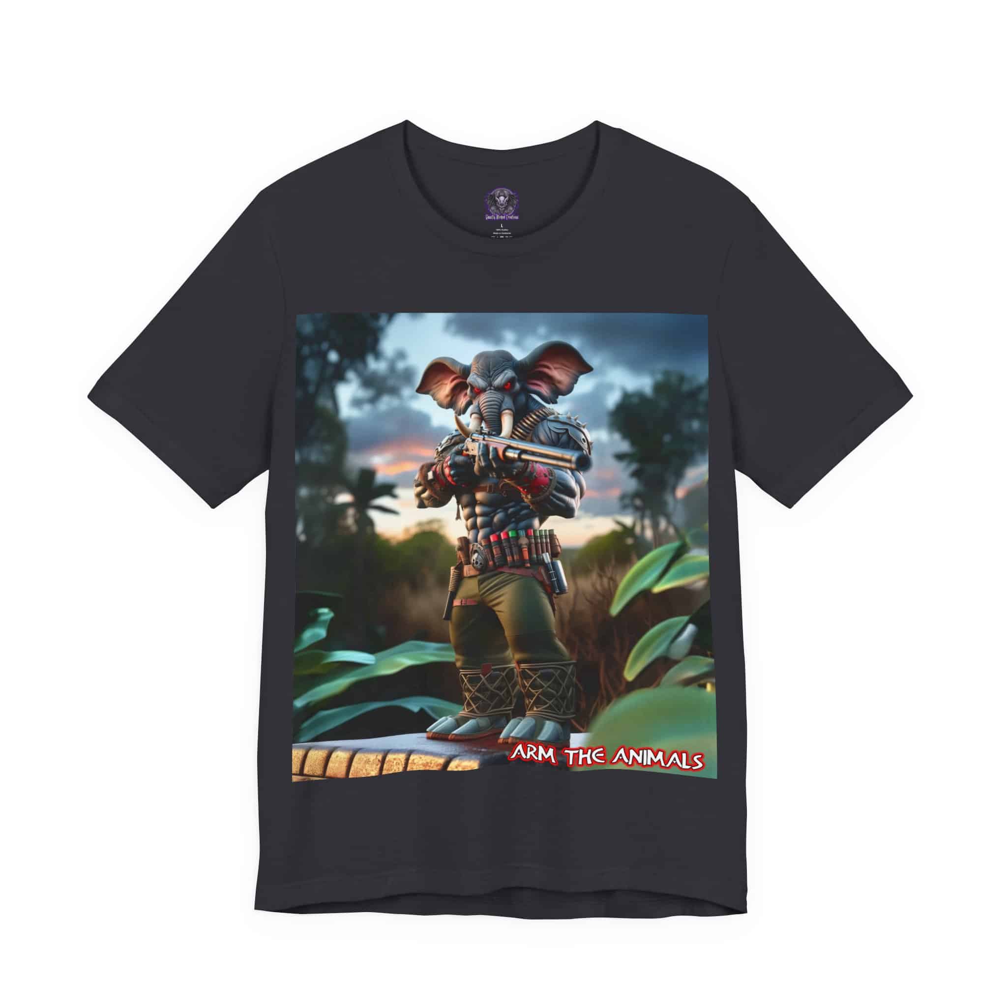 Arm The Animals: Bounty Hunter Elephant #AA-D-El002 Unisex Jersey Short Sleeve Tee - Image 8