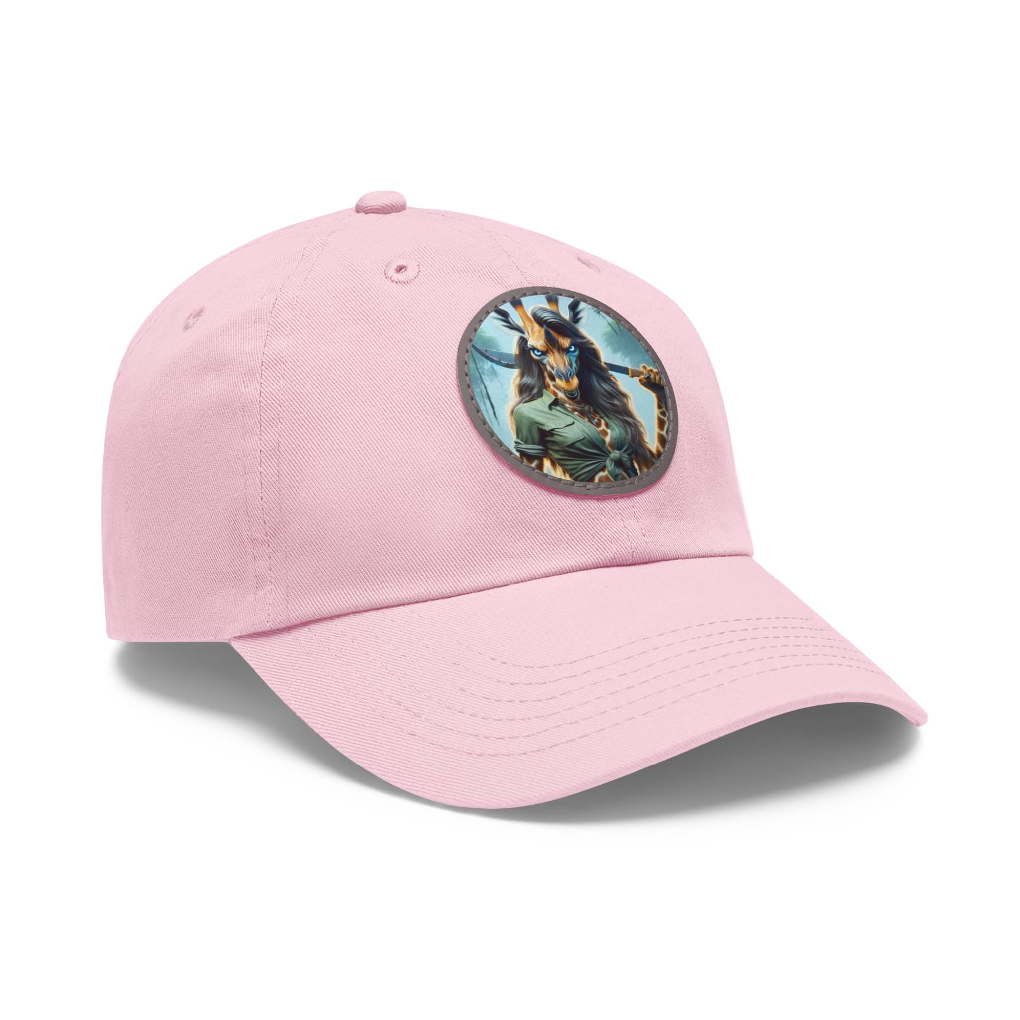 Arm The Animals: Hunter Giraffe Girl #AA-D-Gi001 Artistic Round Leather Patch Dad Hat - Stylish Casual Cap - Image 92