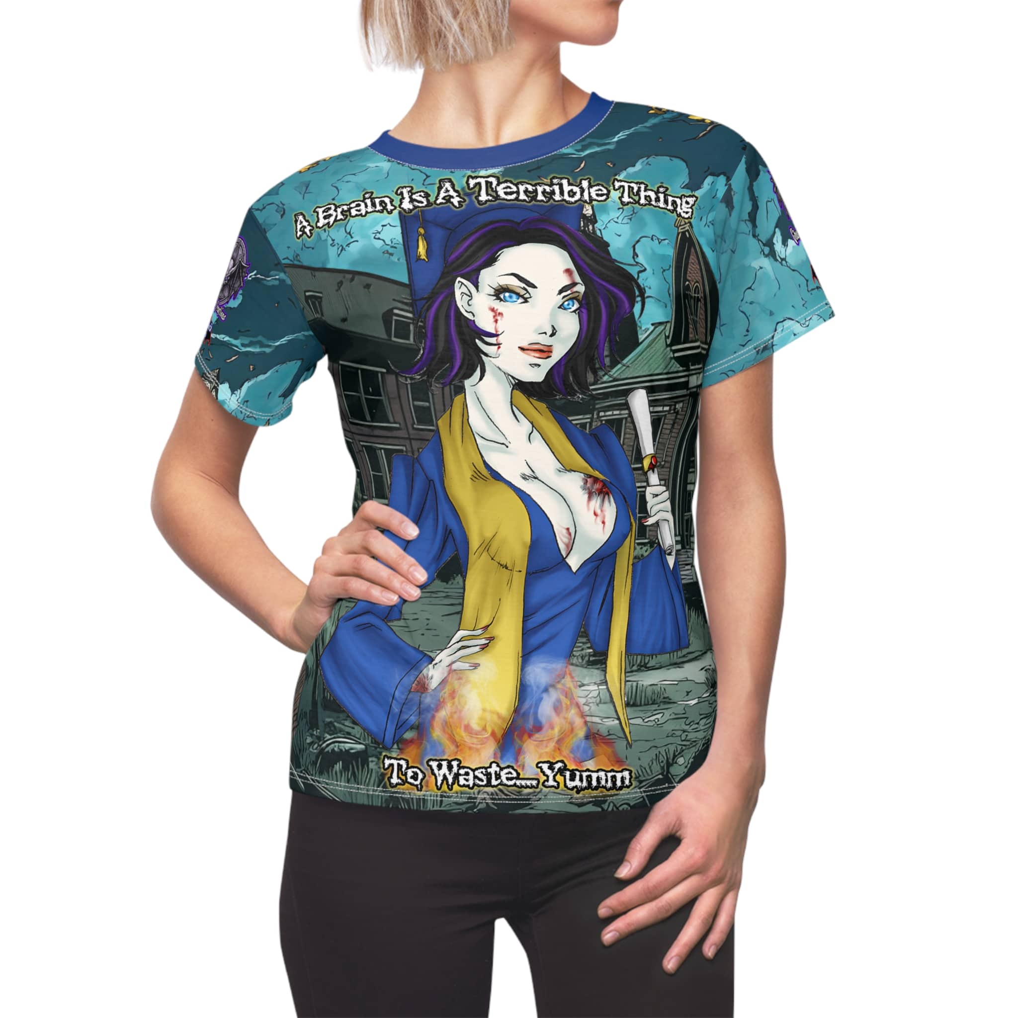 Tiffany Undead Angel Graduate - Classic Art (w/Text) Women's Cut & Sew Tee (AOP)