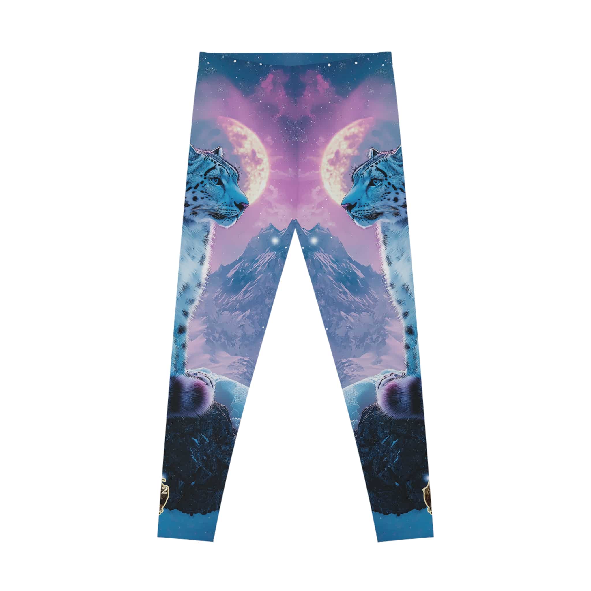 Snow Leopard II By Wyldesigns Stretchy Leggings, Comfortable Fitness Wear - Image 2