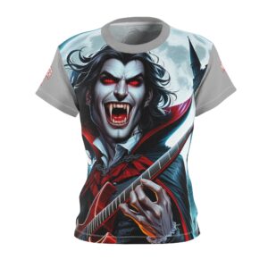 Monster Mosh 2024 Tour Drac on Guitar MM-D001 Women's Cut & Sew Tee (AOP) - Black or Grey Sleeves