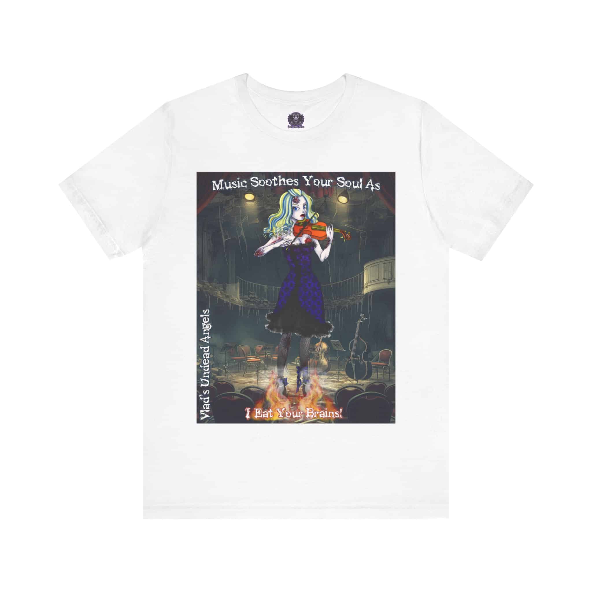 Ariel Undead Angel Violinist F1 - Classic Art w/Text Re-Issue Unisex Jersey Short Sleeve Tee