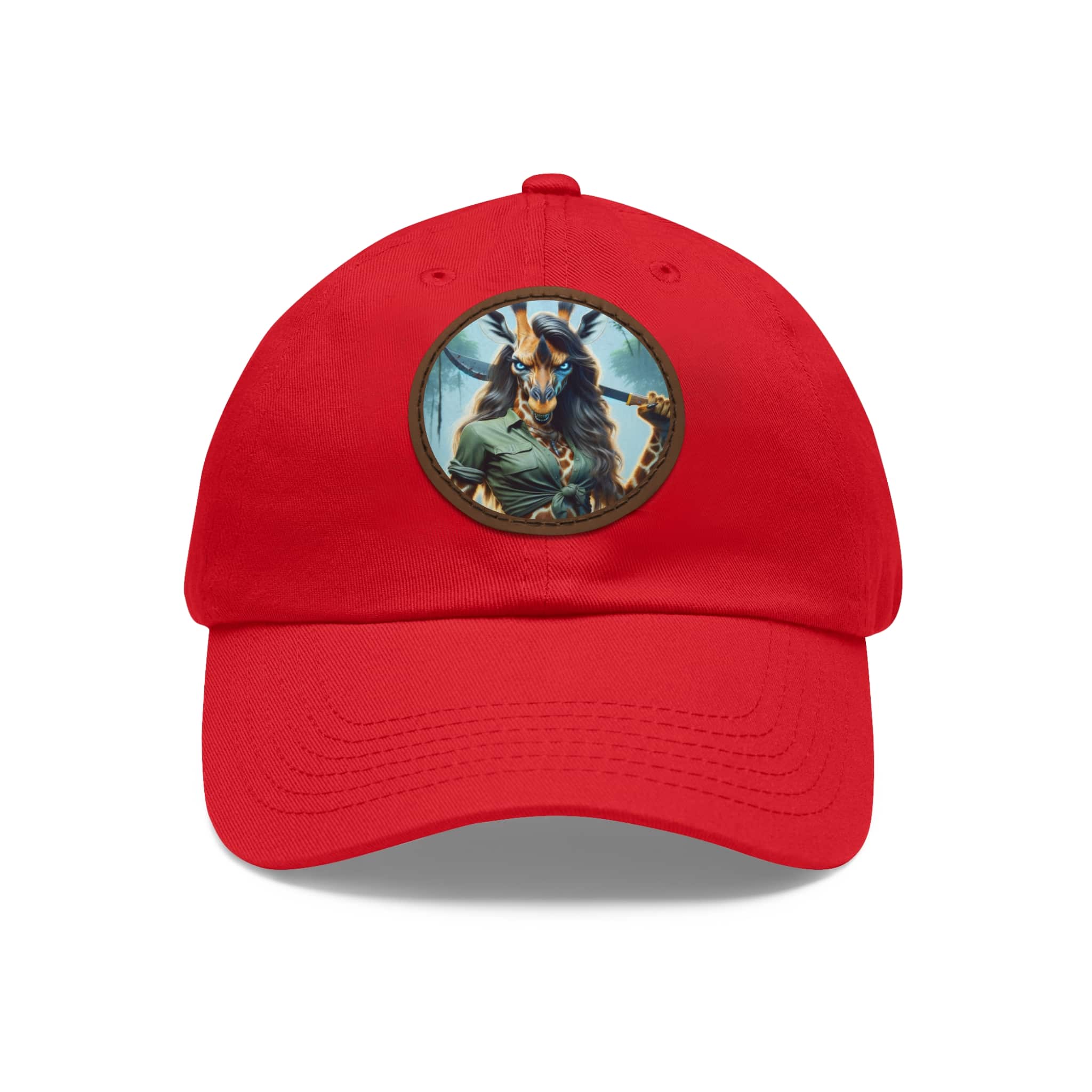 Arm The Animals: Hunter Giraffe Girl #AA-D-Gi001 Artistic Round Leather Patch Dad Hat - Stylish Casual Cap - Image 36