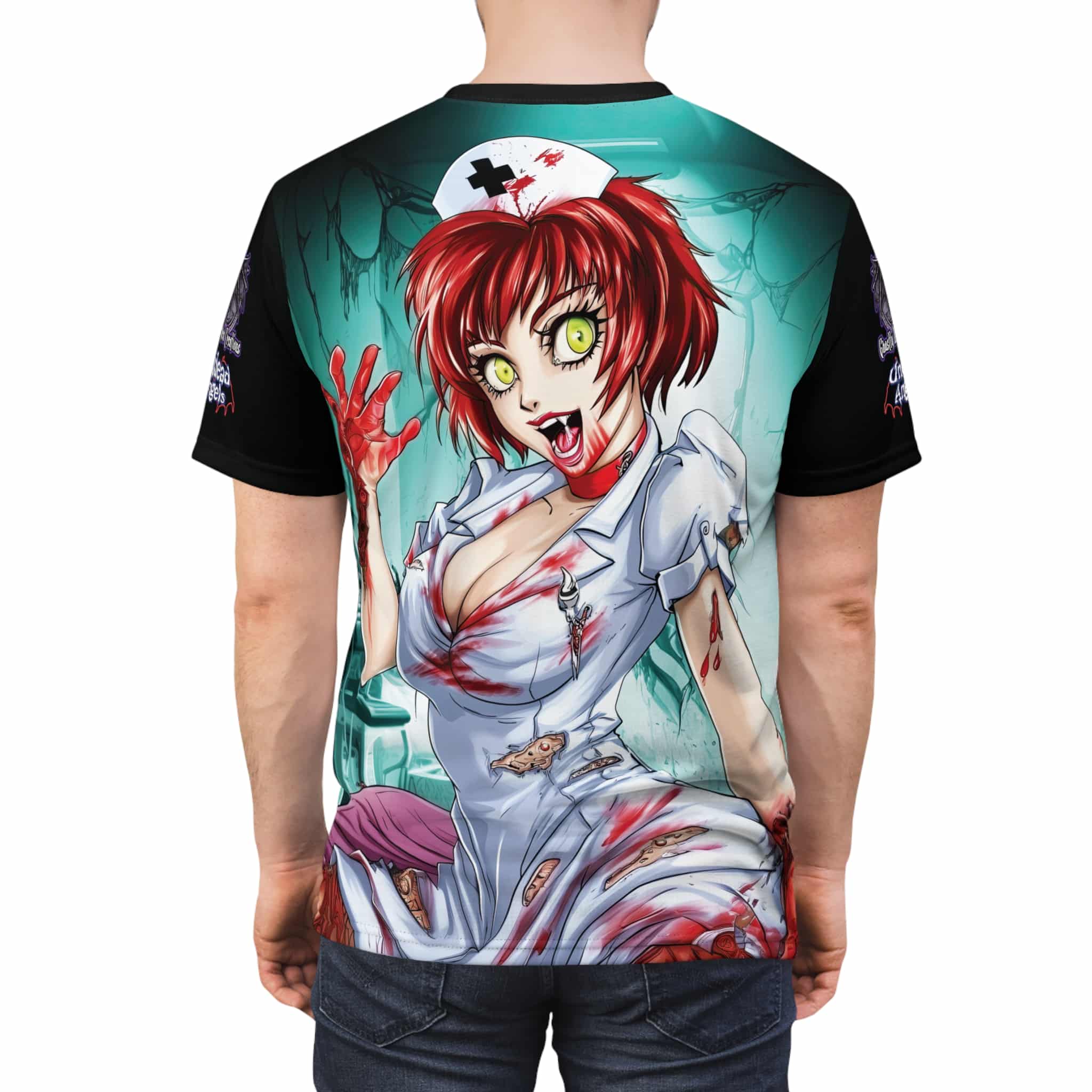 Undead Angels Zombie Nurse Abigail Classic Reborn Style II-DS Unisex Cut & Sew Tee (AOP) - Image 12