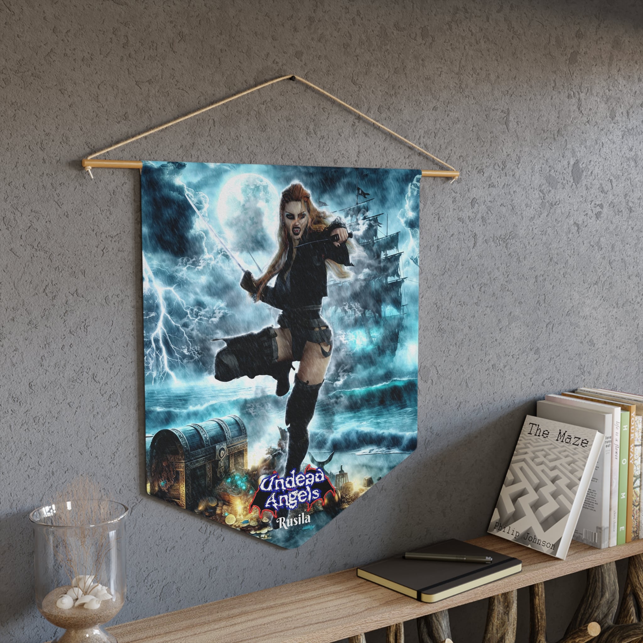 Rusila Undead Angel Vampire Pirate RUS-DZ001 Art Pennant - Image 4