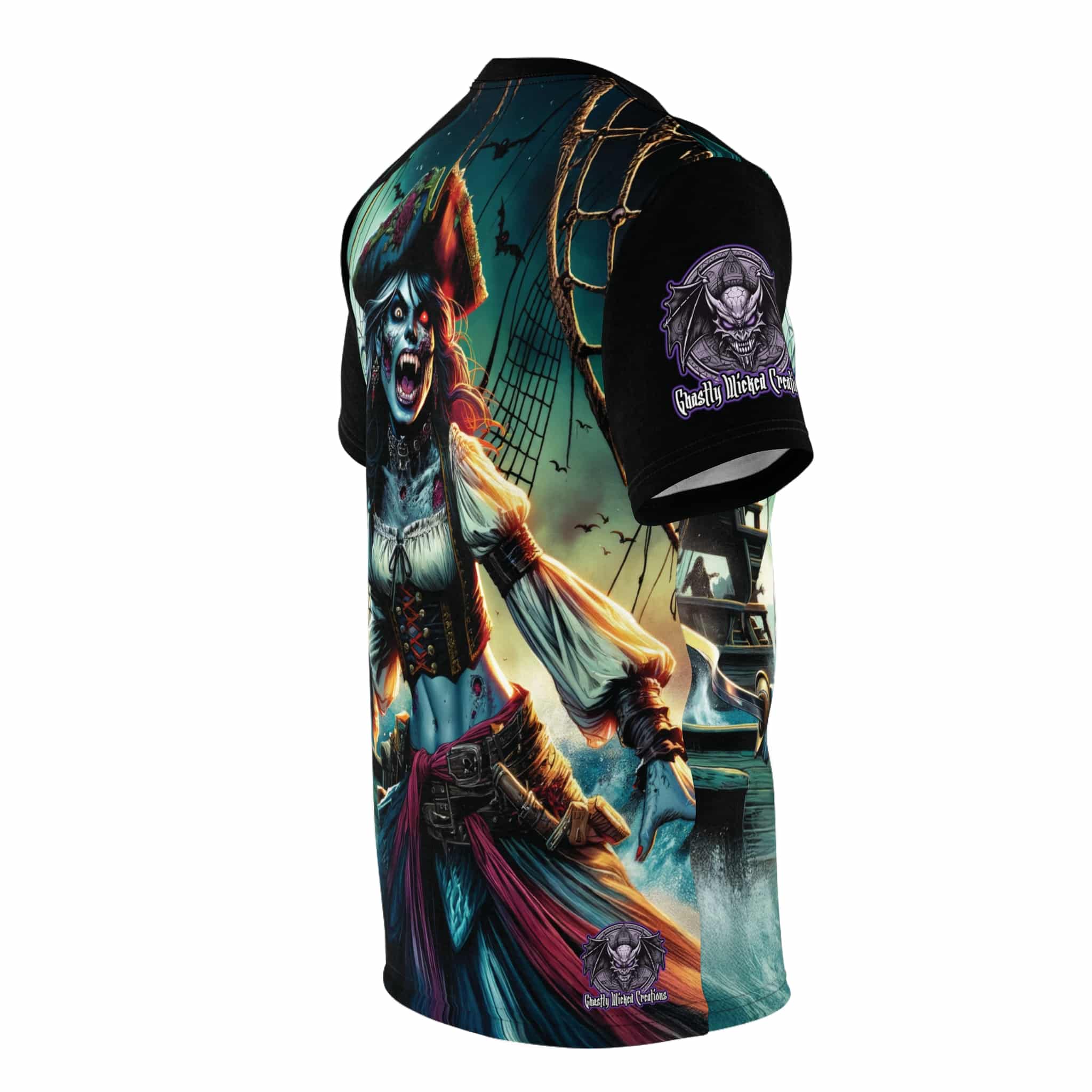 Undead Pirate Lass #ML-D-UP002 Unisex Cut & Sew Tee (AOP) - Image 4